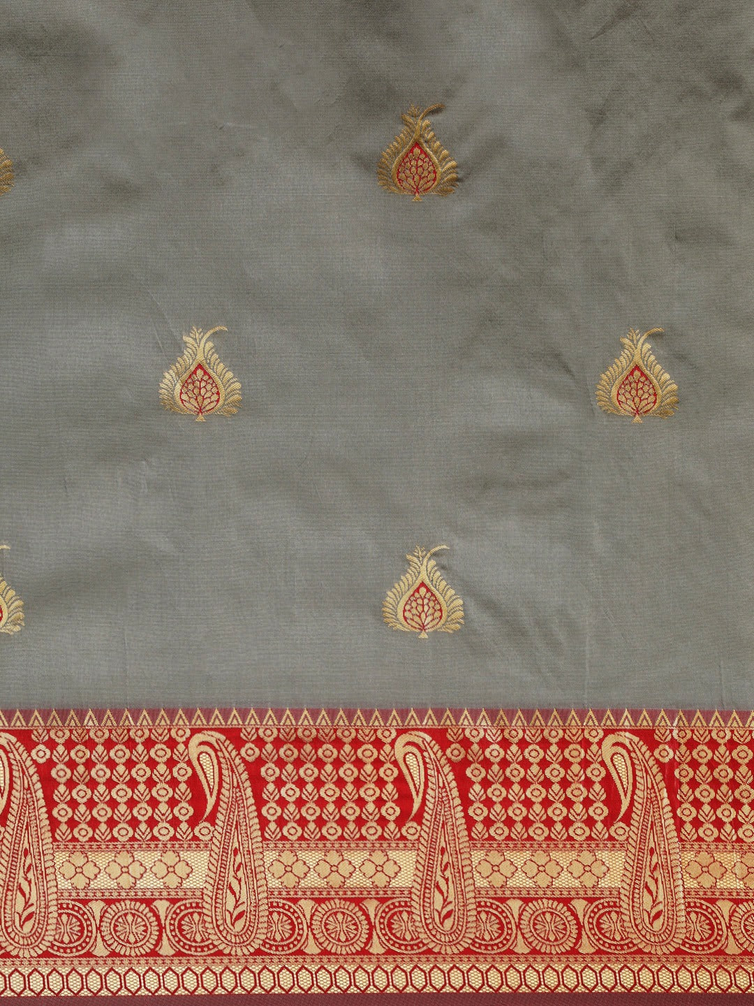 Banarasi Silk Grey Colour Ethnic Motifs Woven Design