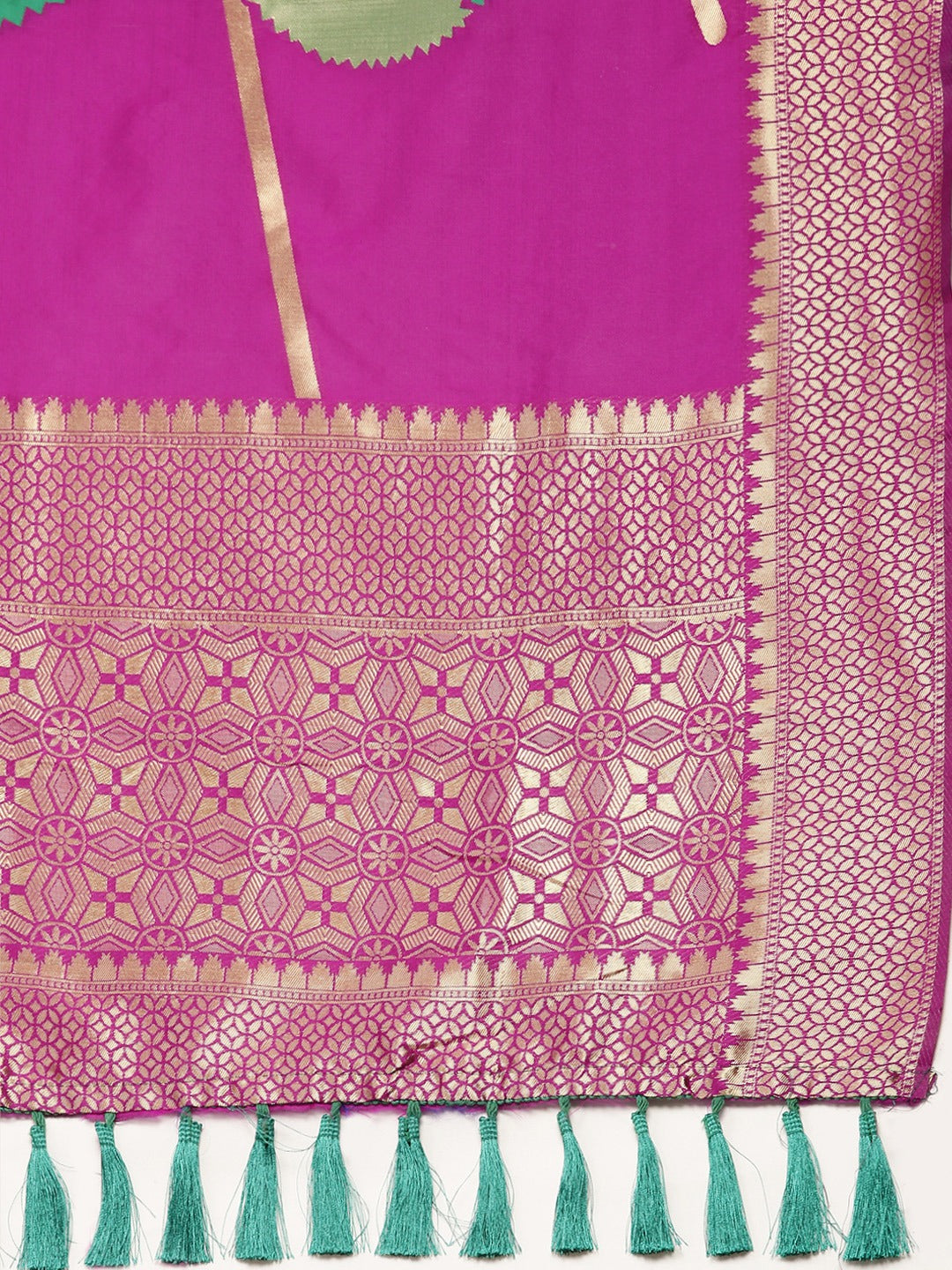 Banarasi Silk Rani Colour Ethnic Motifs Saree