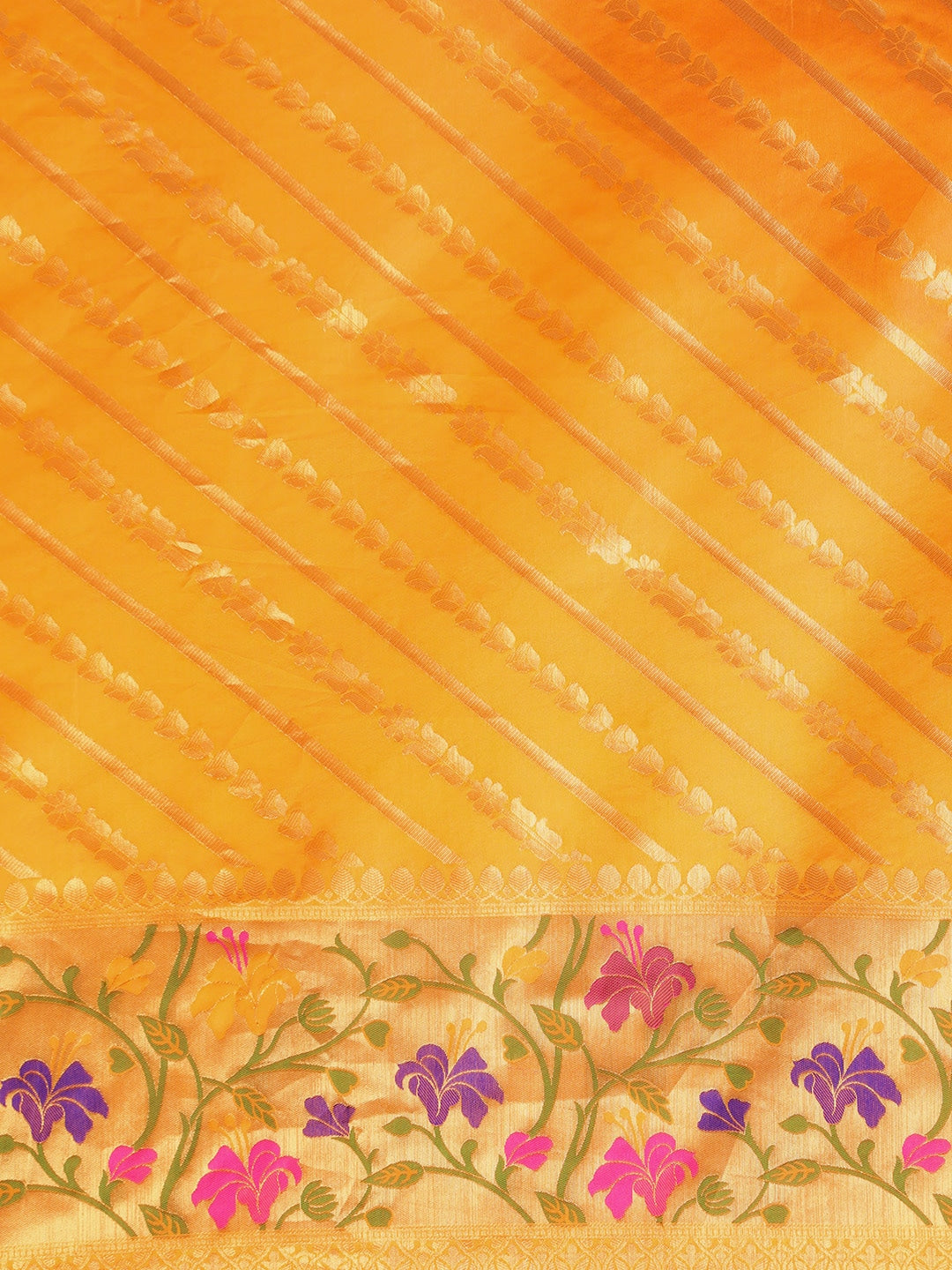 Banarasi Orange Ethnic Motifs Silk Cotton Saree