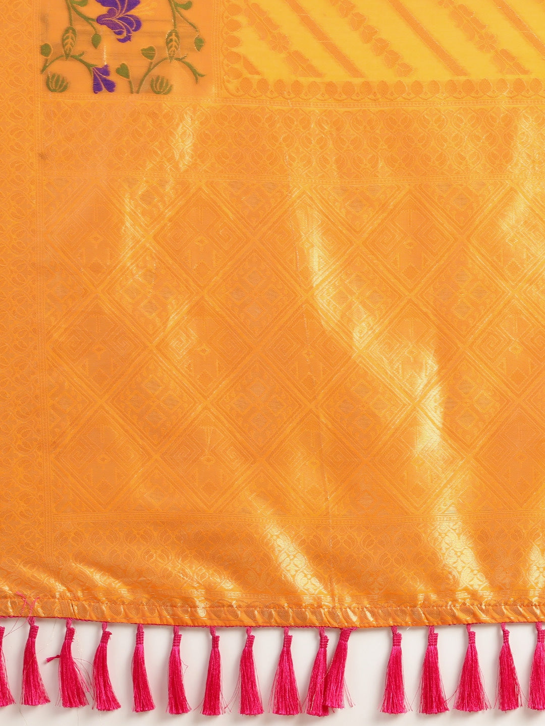 Banarasi Orange Ethnic Motifs Silk Cotton Saree