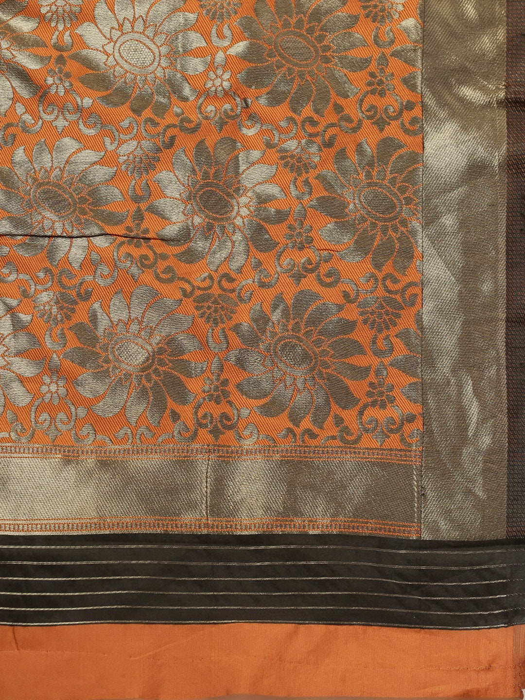 Beautiful Banarasi Orange Colour Saree with Zari Border