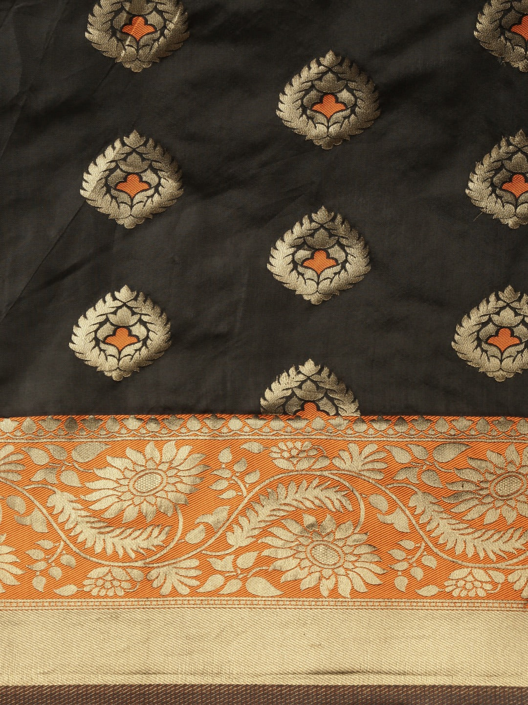 Beautiful Banarasi Orange Colour Saree with Zari Border