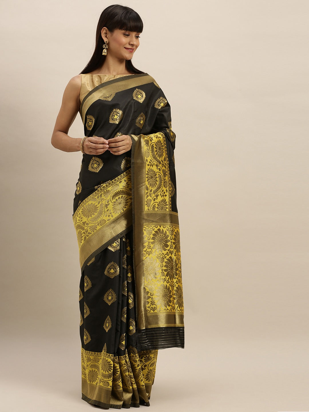 Banarasi Yellow Saree with Zari Border 