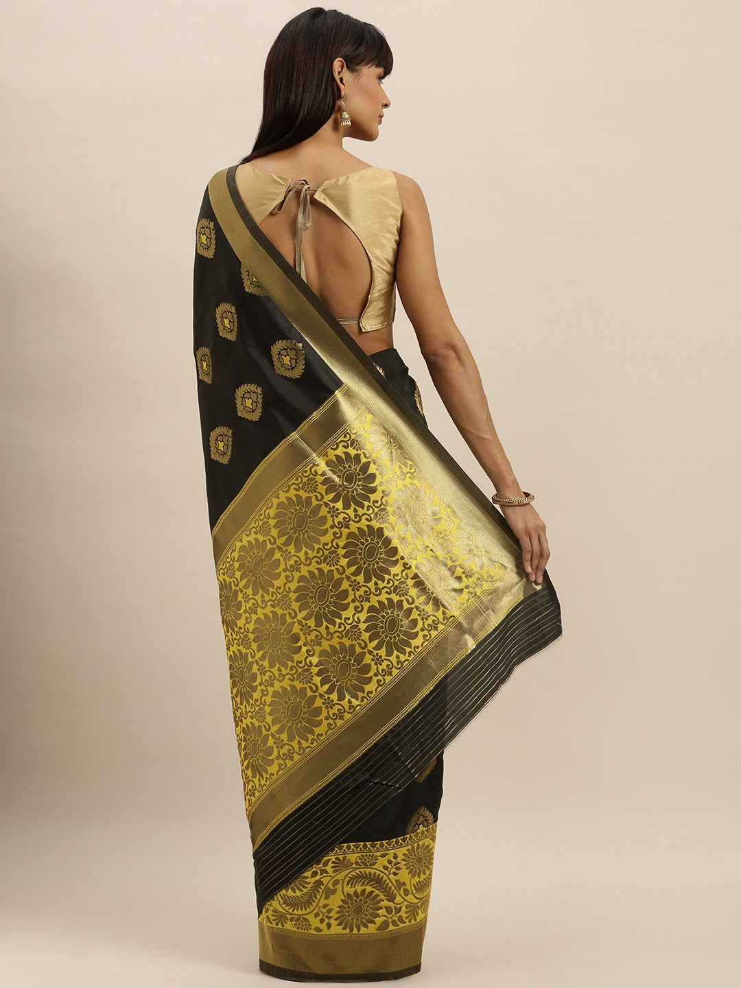 Banarasi Yellow Saree with Zari Border 