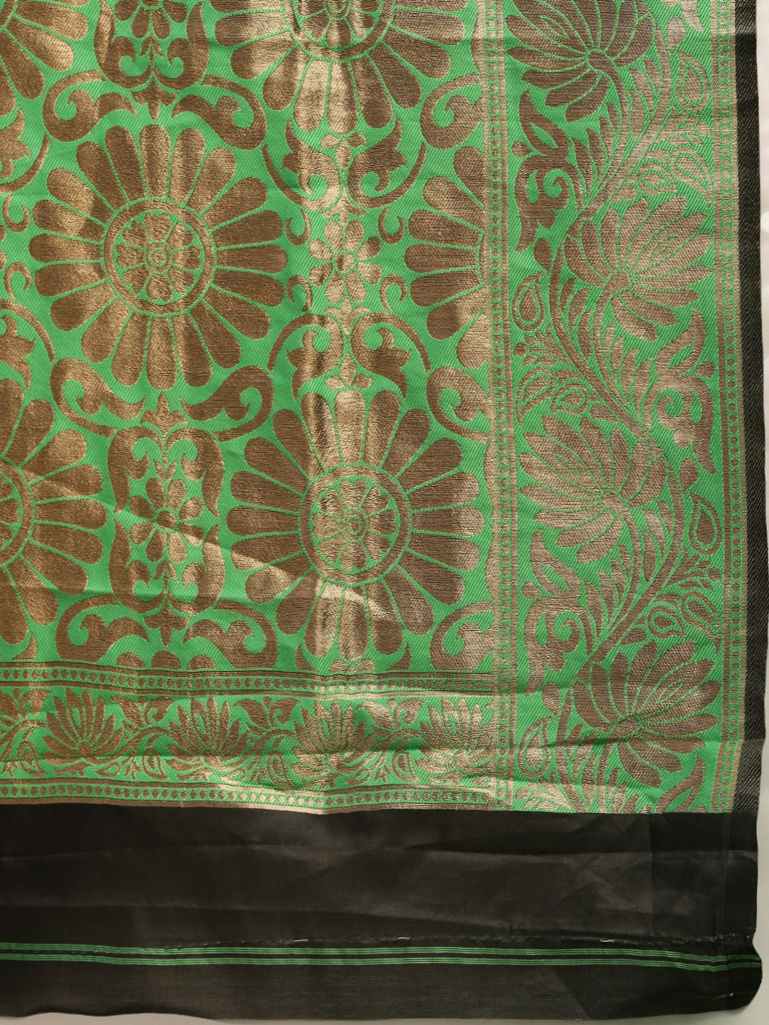 Banarasi Lime Embroidered Saree with Zari Border 