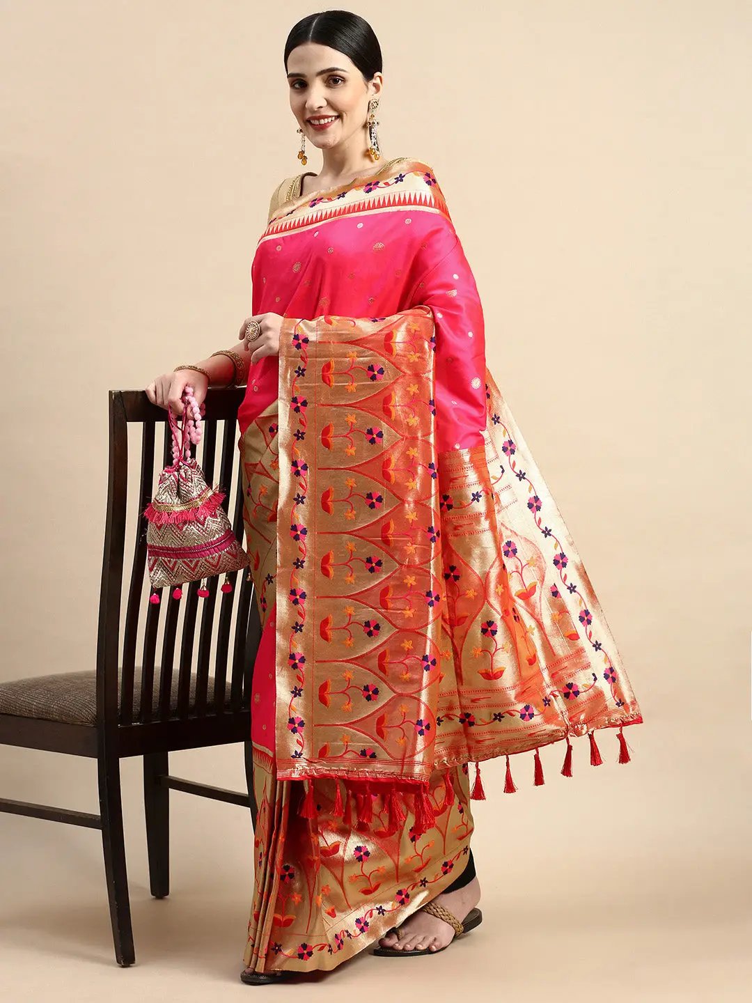 Exquisite Yevla Paithani Minakari Work Silk Saree