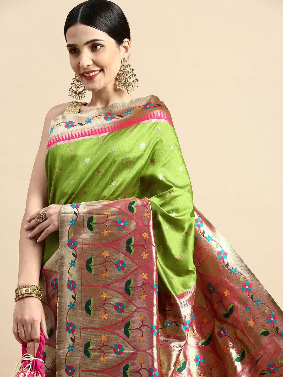 Yevla Paithani Minakari Silk Saree