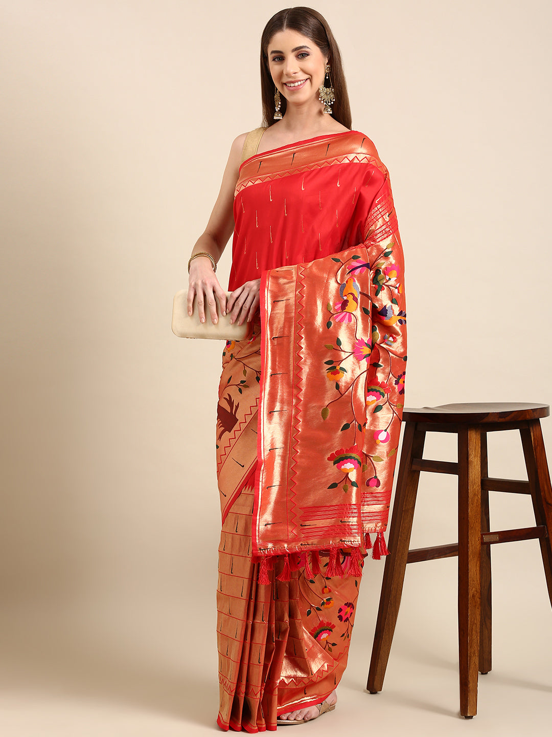 Yevla Paithani Minakari Work Silk Saree