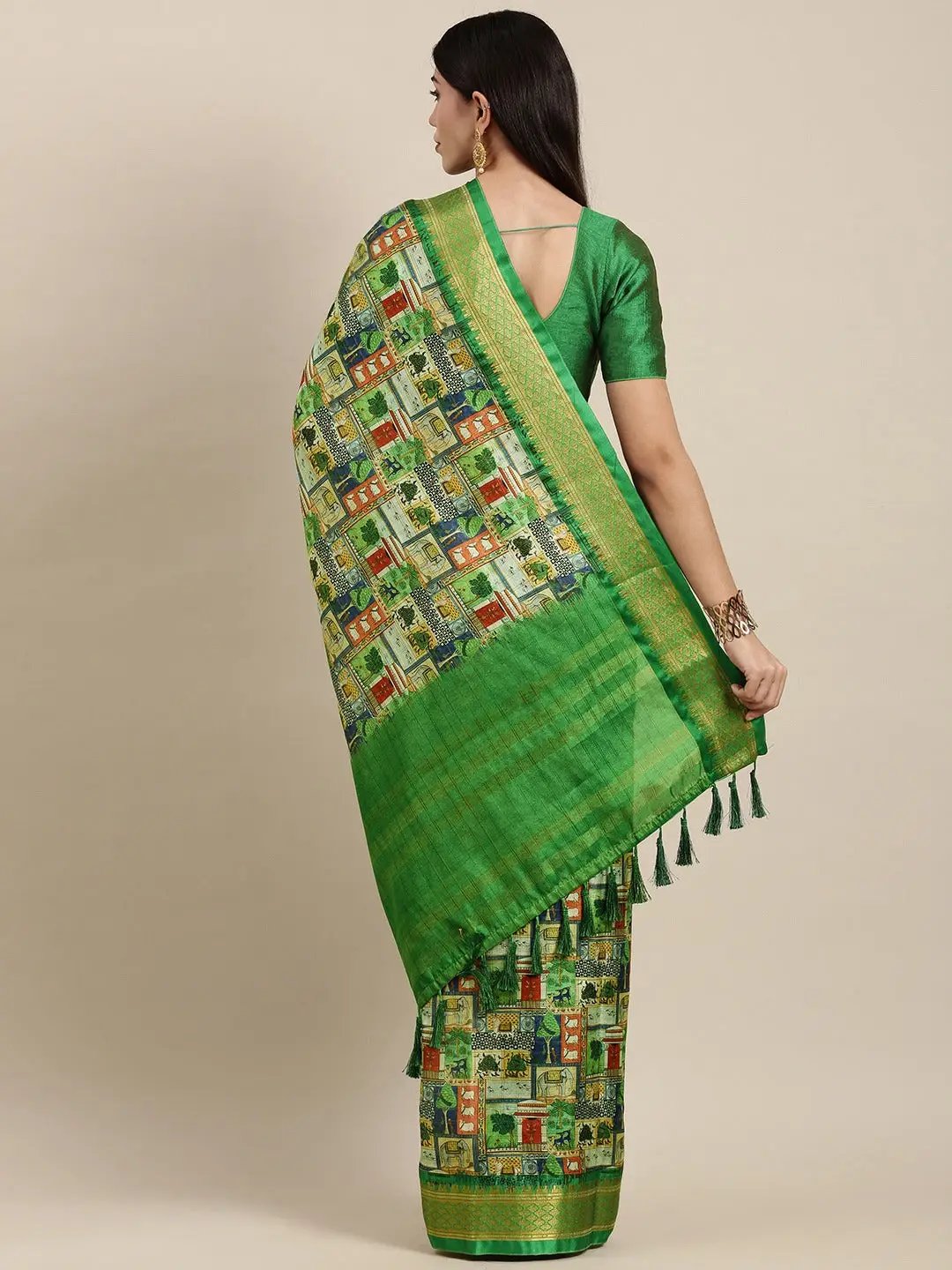 Uppada Cotton Silk Saree With Digital Block Print