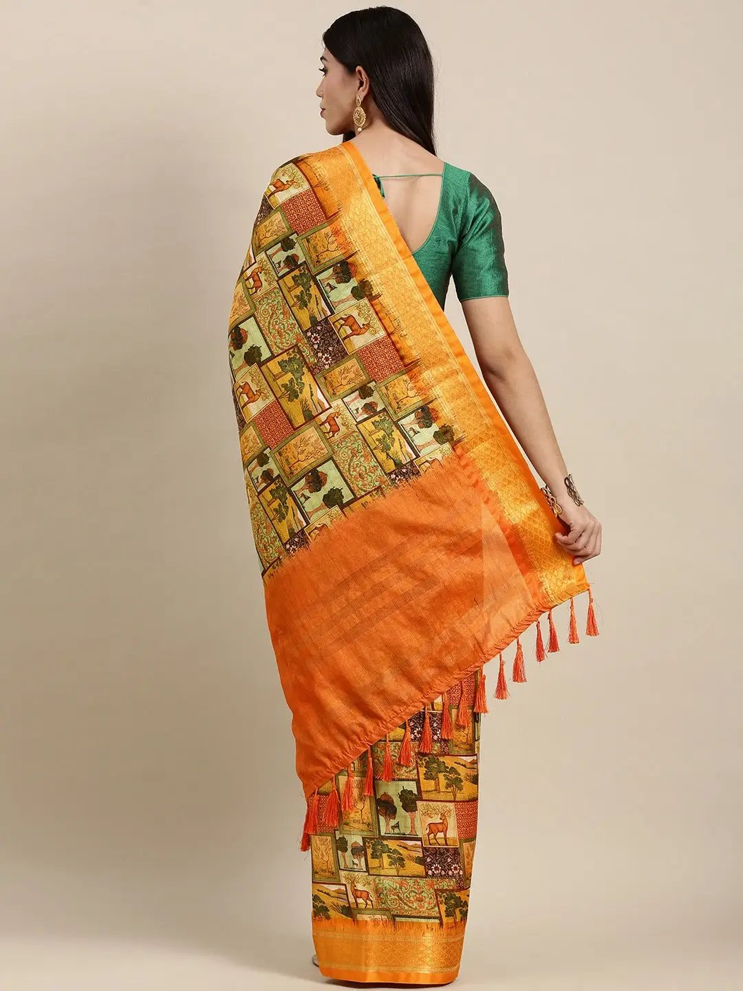 Uppada Cotton Silk Saree With Digital Block Print