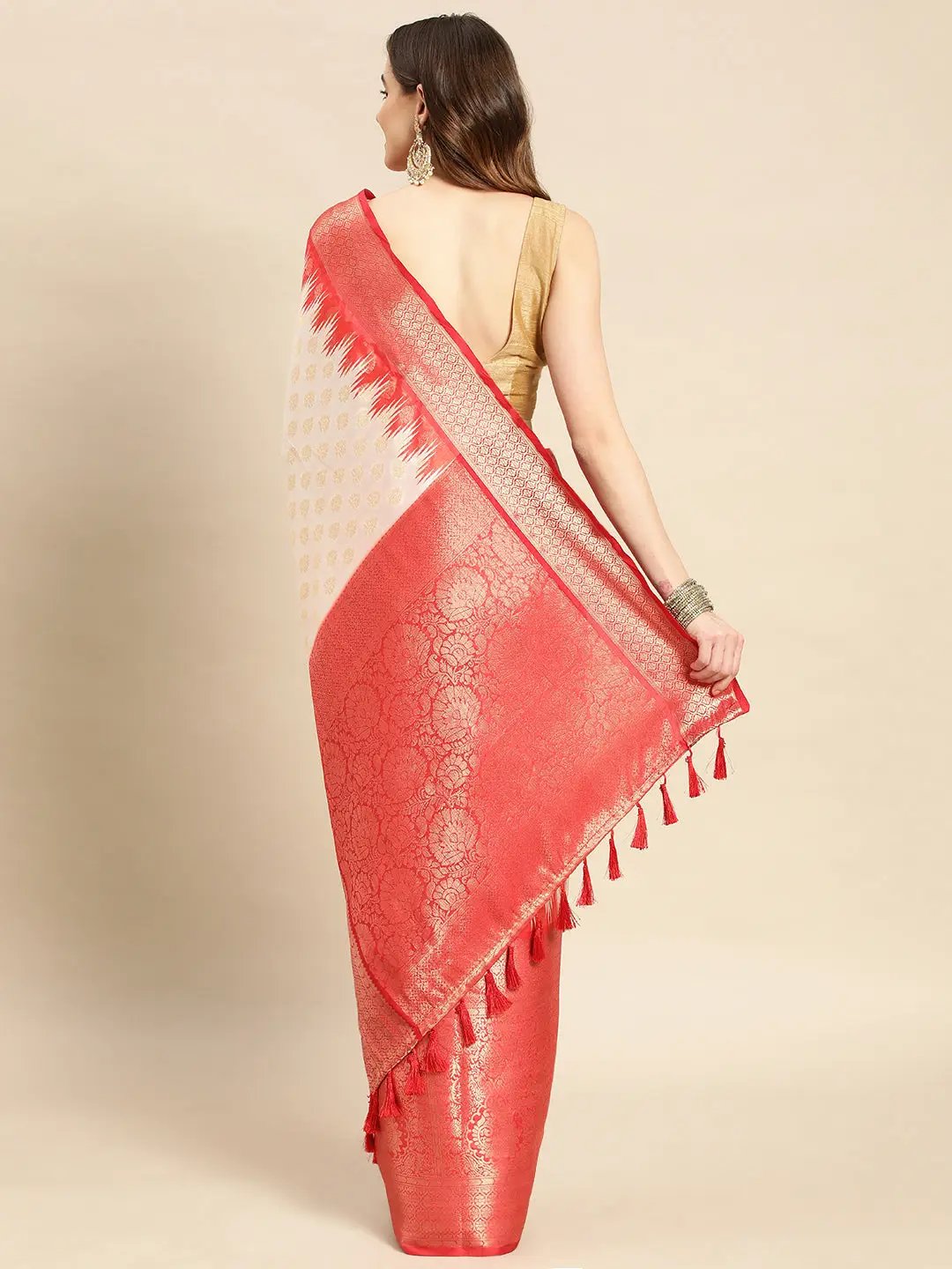 Banarasi Pattu Zari Border Ikkat Desine Silk Sarees