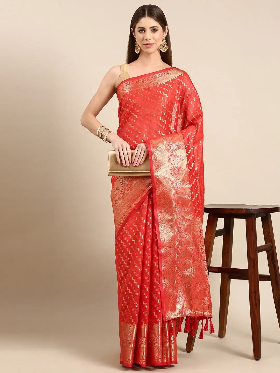 Banarasi Katan Tissue Silk Lehriya Desine Festive Wear Saree