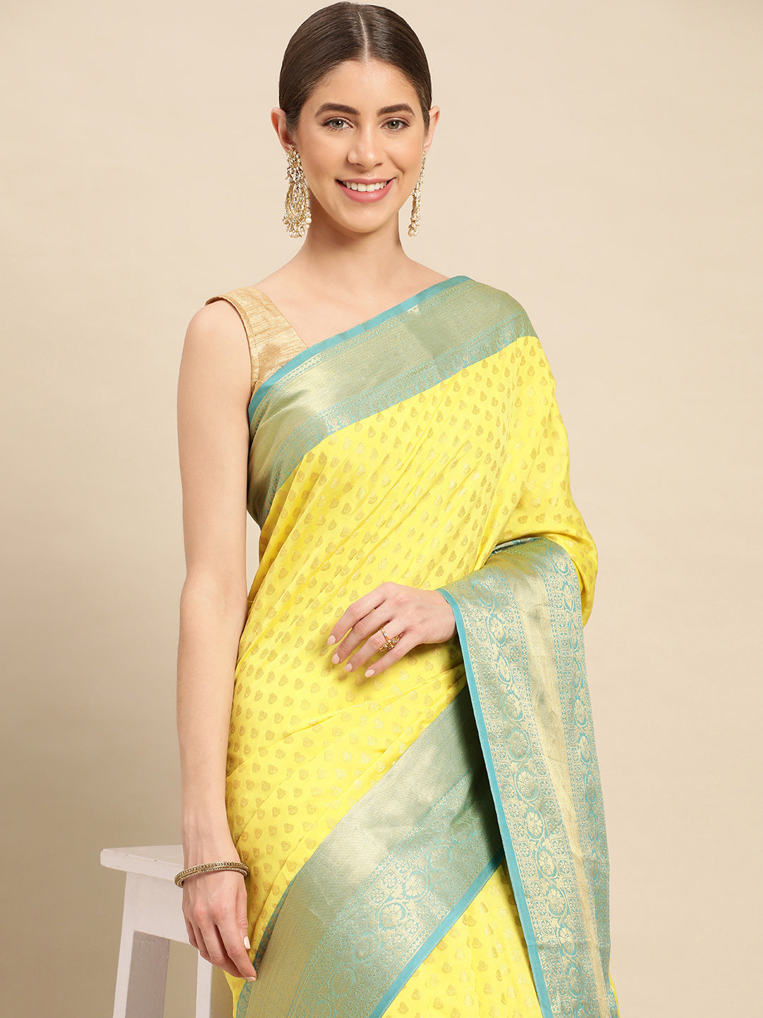 Banarasi Katan Silk Flower Design Saree