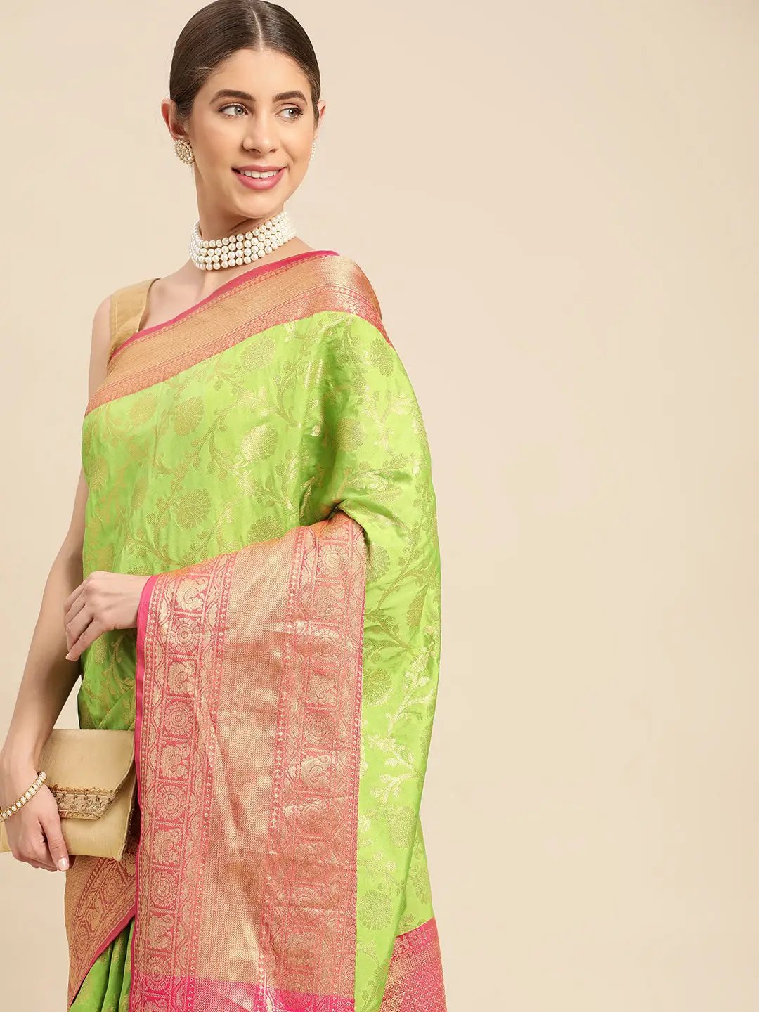 Banarasi Katan Silk Flower Design Saree