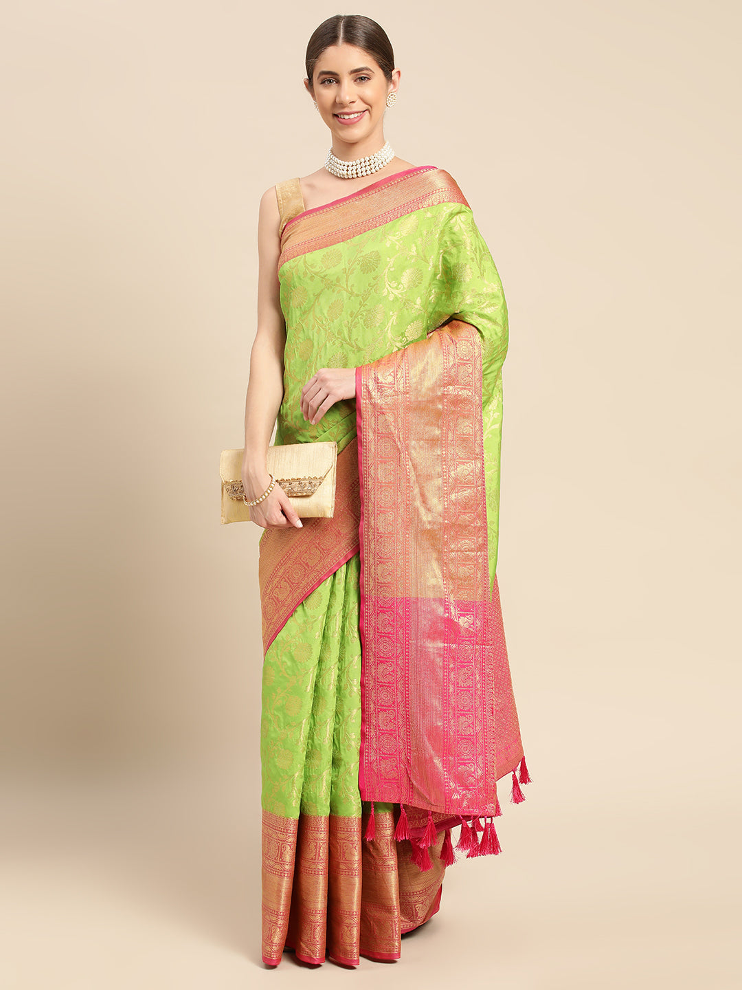 Banarasi Katan Silk Flower Design Saree