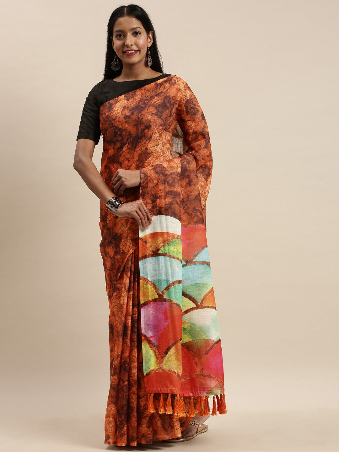 Buy Latest Soft Linen Ombre Kalamkari Saree | Vastranand