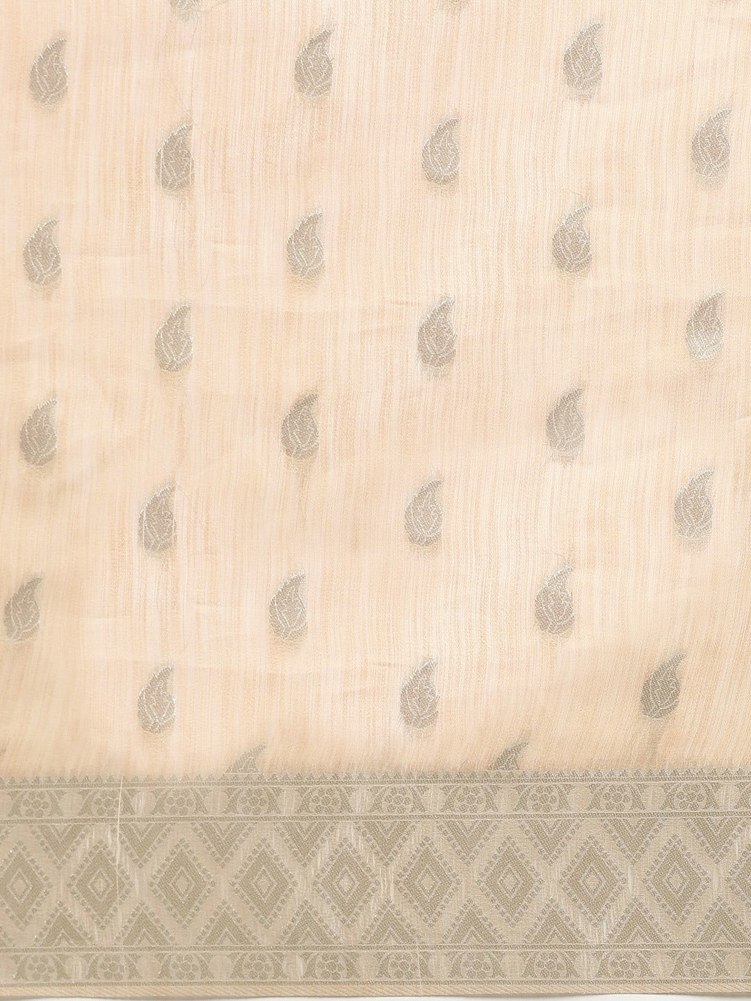 Stylish Cream Colour Woven Design Cotton Saree