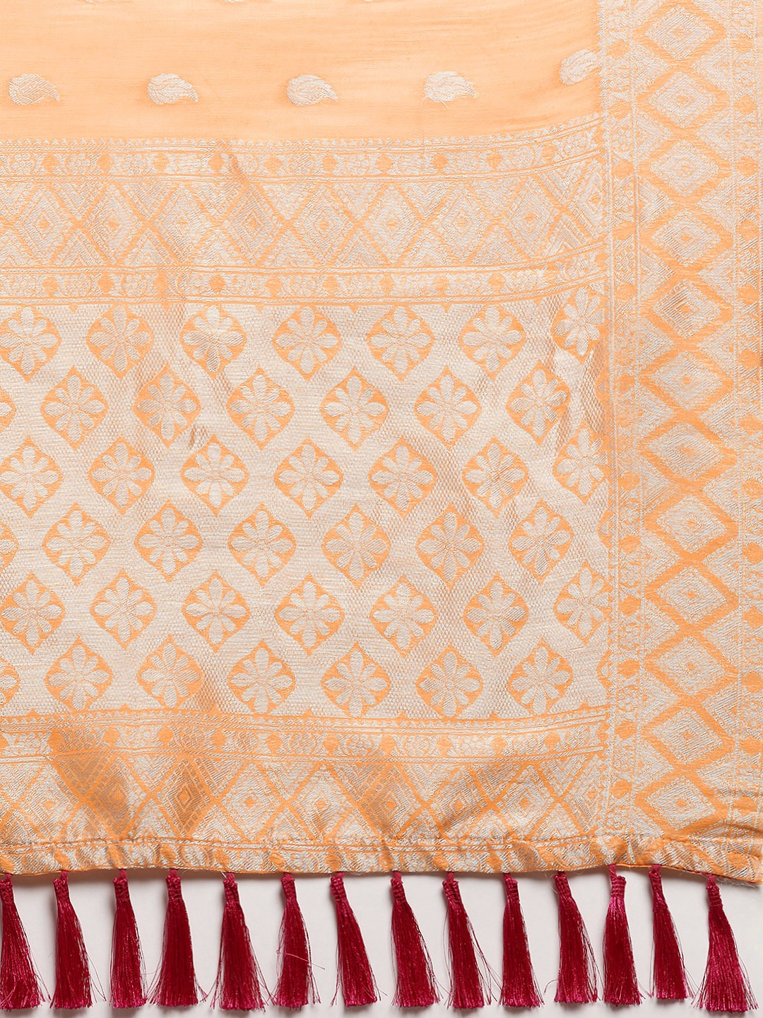 Stylish Orange Colour Woven Design Cotton Saree