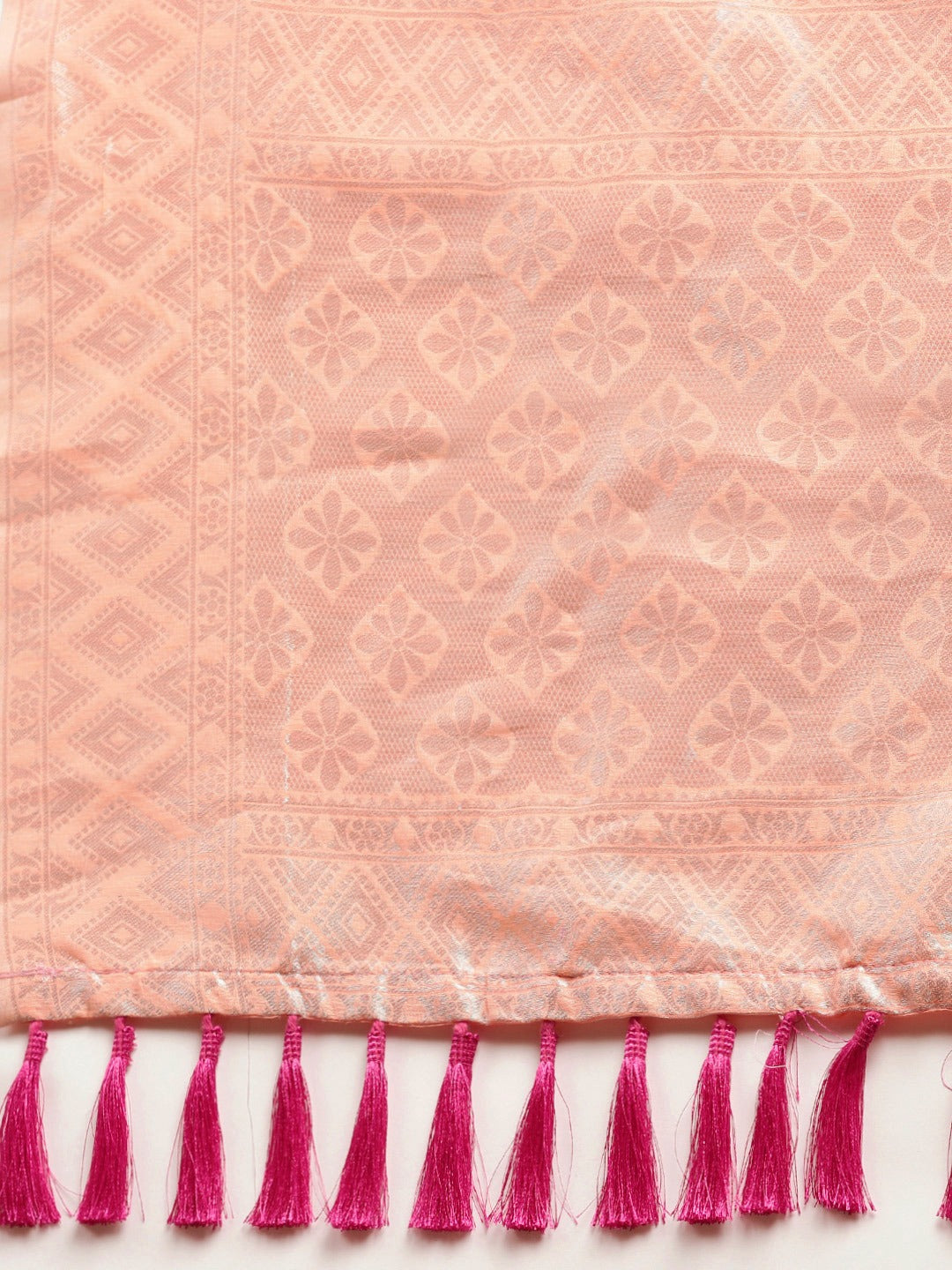 Stylish Peach Colour Woven Design Cotton Saree