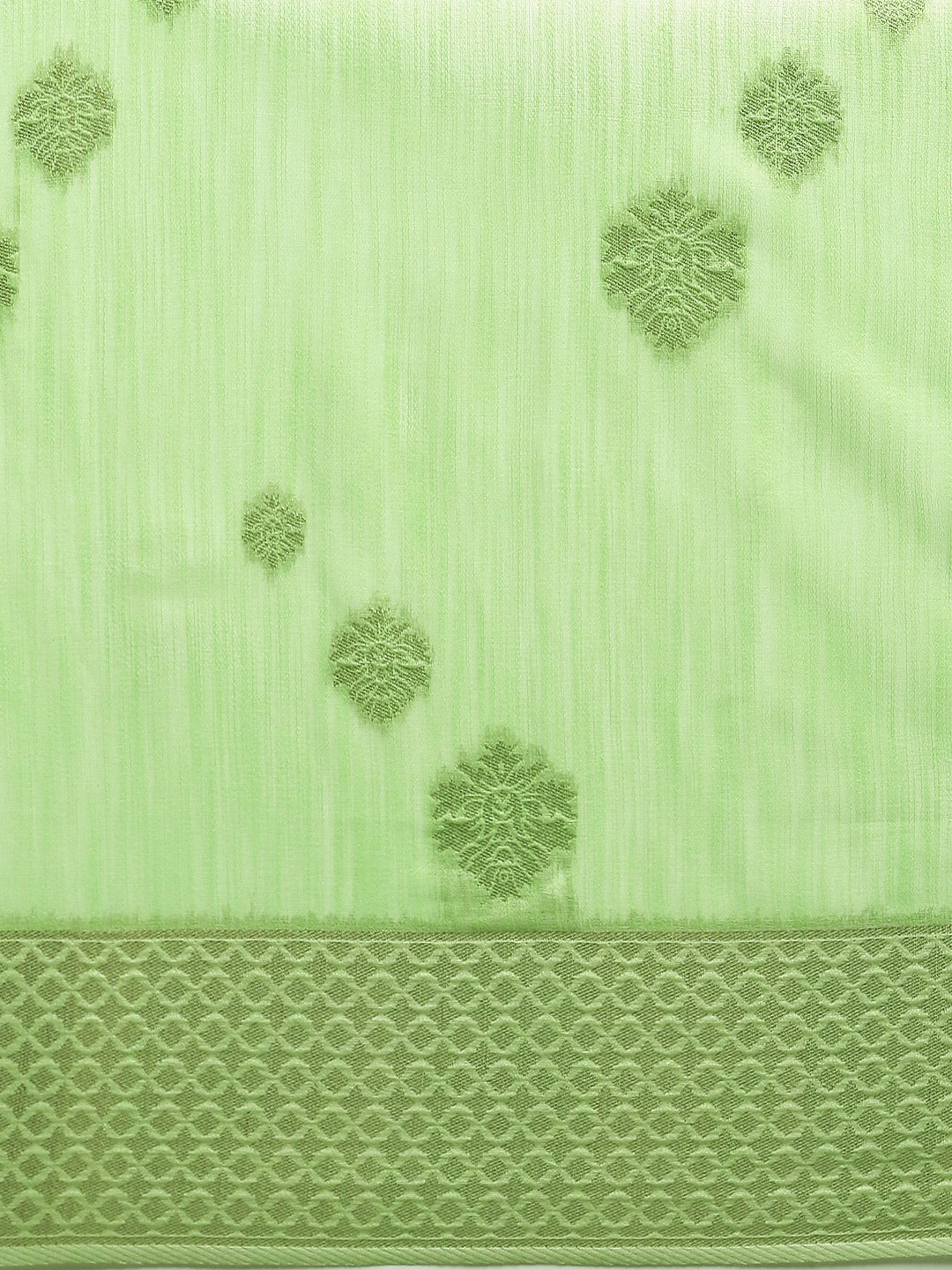 Stylish Bollywood Lime Colour Woven Design Cotton Saree 