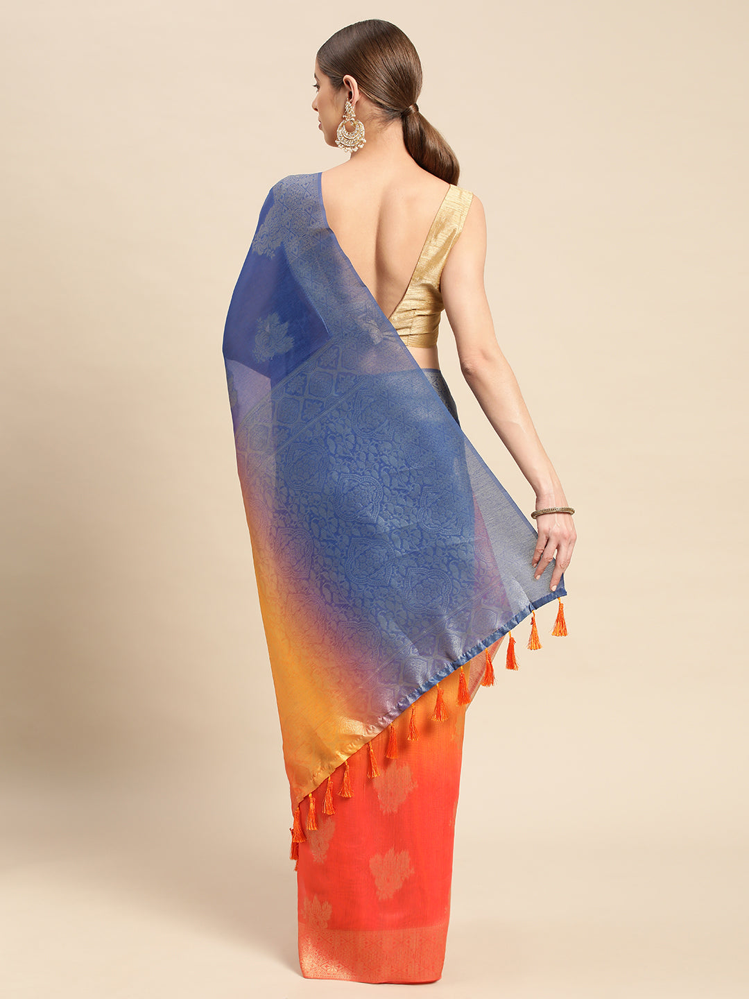 Slub Katan Silk Saree With Digital Print