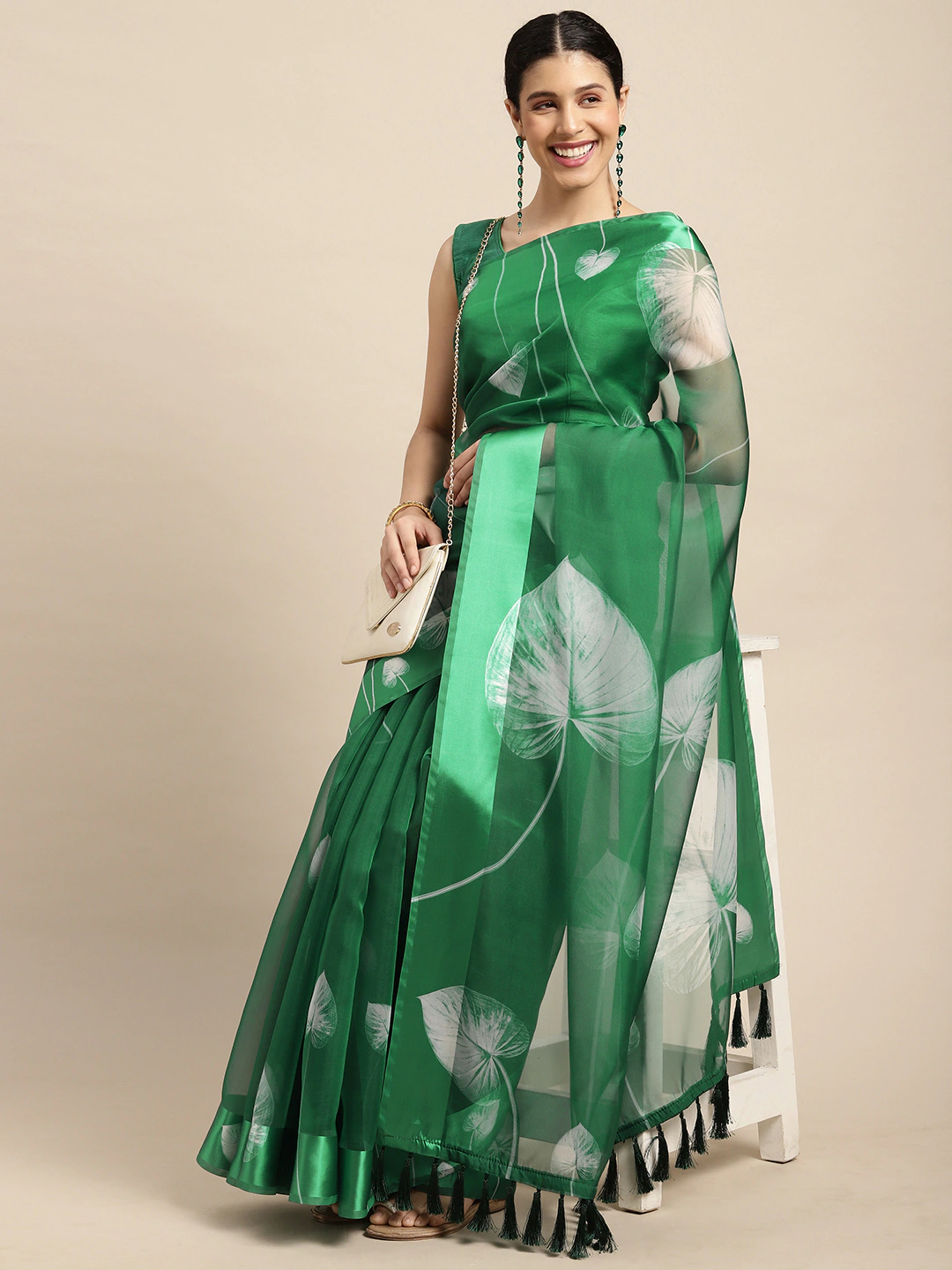 Bottle Green Organza Dupatta