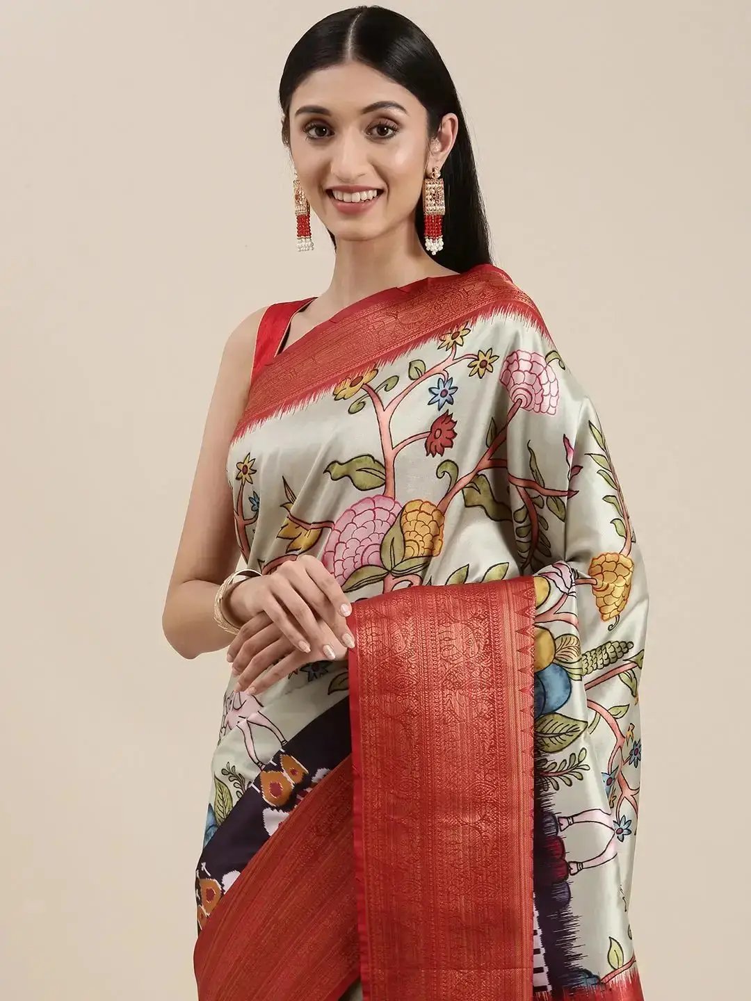 Latest Kanjivaram Zari Silk Saree With Ethnic Motifs Work