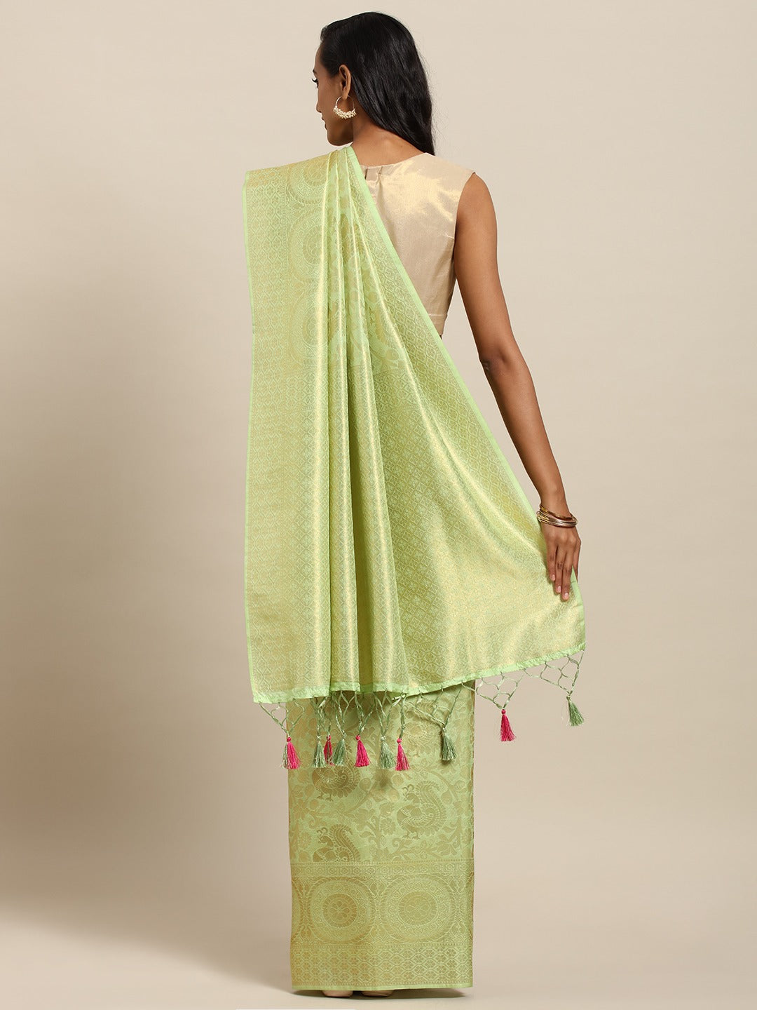  Baluchari Pista Colour Silk Blend Saree