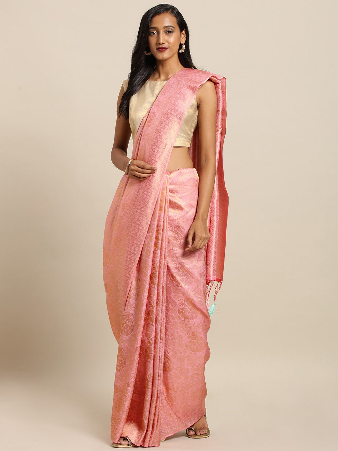 Stylish Baluchari Pink Colour Silk Saree