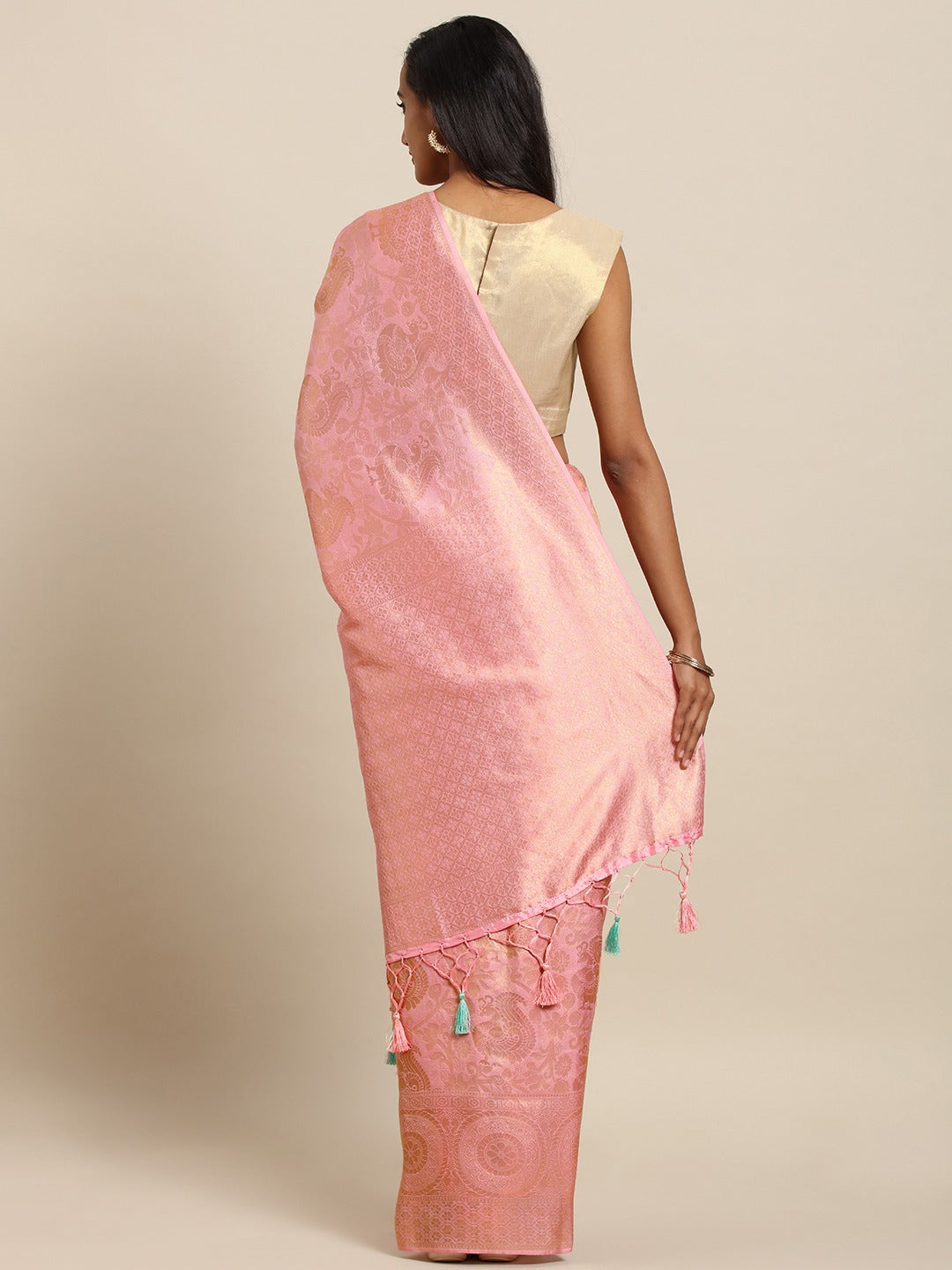 Stylish Baluchari Pink Colour Silk Saree