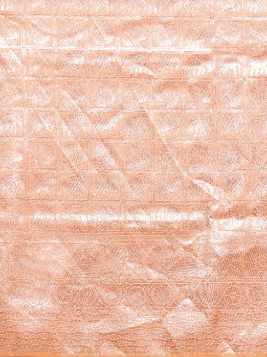 Baluchari Peach Silk Blend Saree