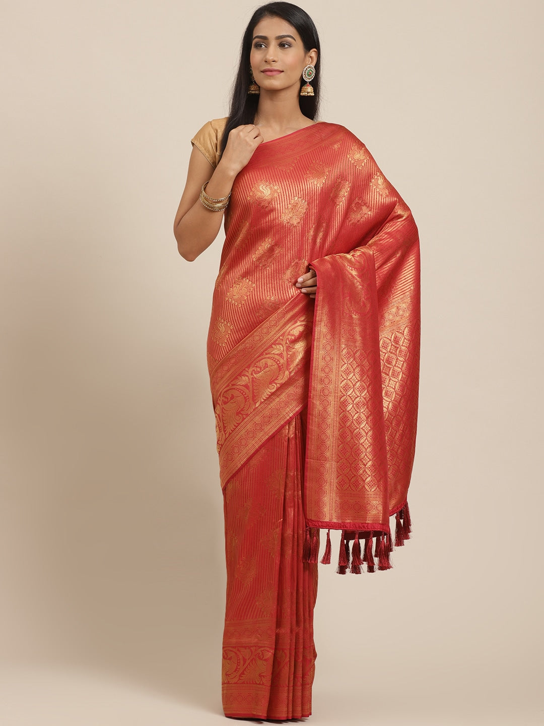  Beautiful Red Colour Banarasi Saree 