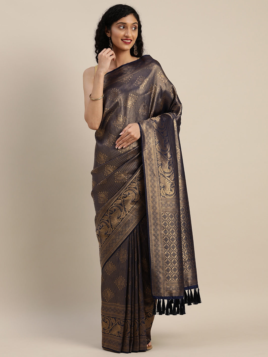  Exclusive Navy Silk Blend Banarasi Saree