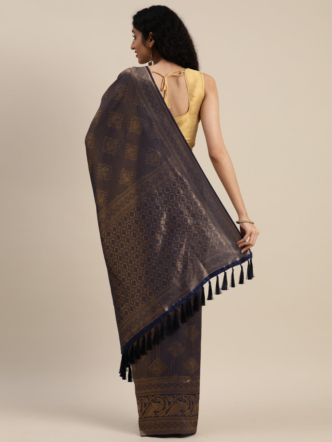  Exclusive Navy Silk Blend Banarasi Saree