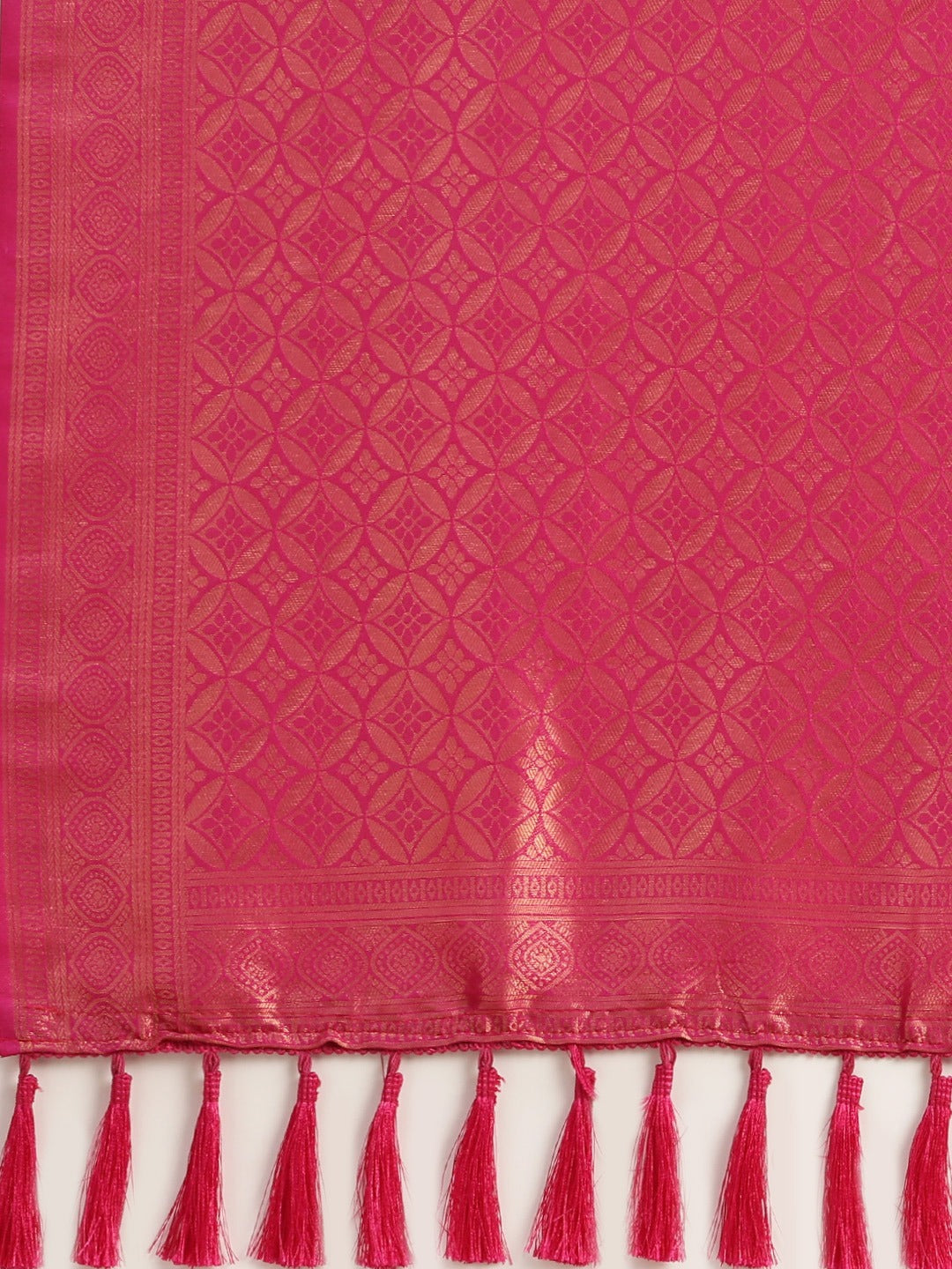 Stylish Pink Silk Blend Banarasi Saree