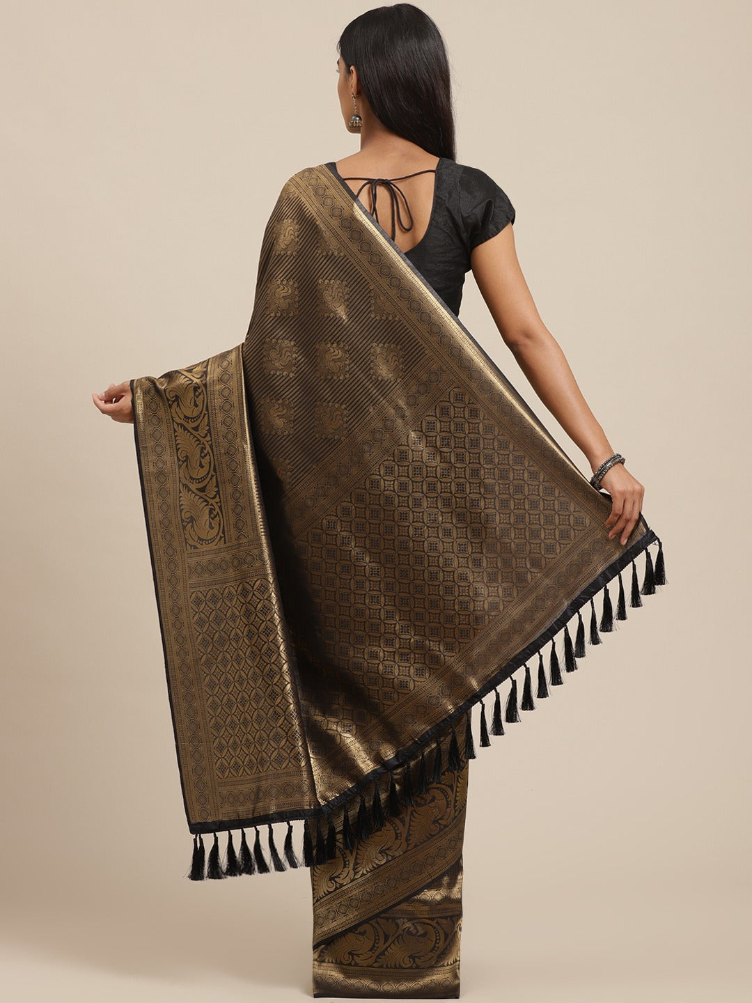 Trendy Black Zari Banarasi Saree