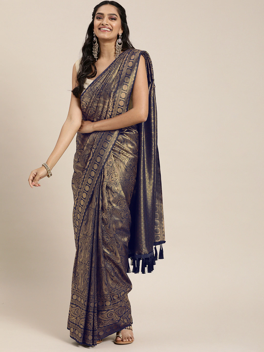  Exclusive Navy Colour Silk Blend Banarasi Saree