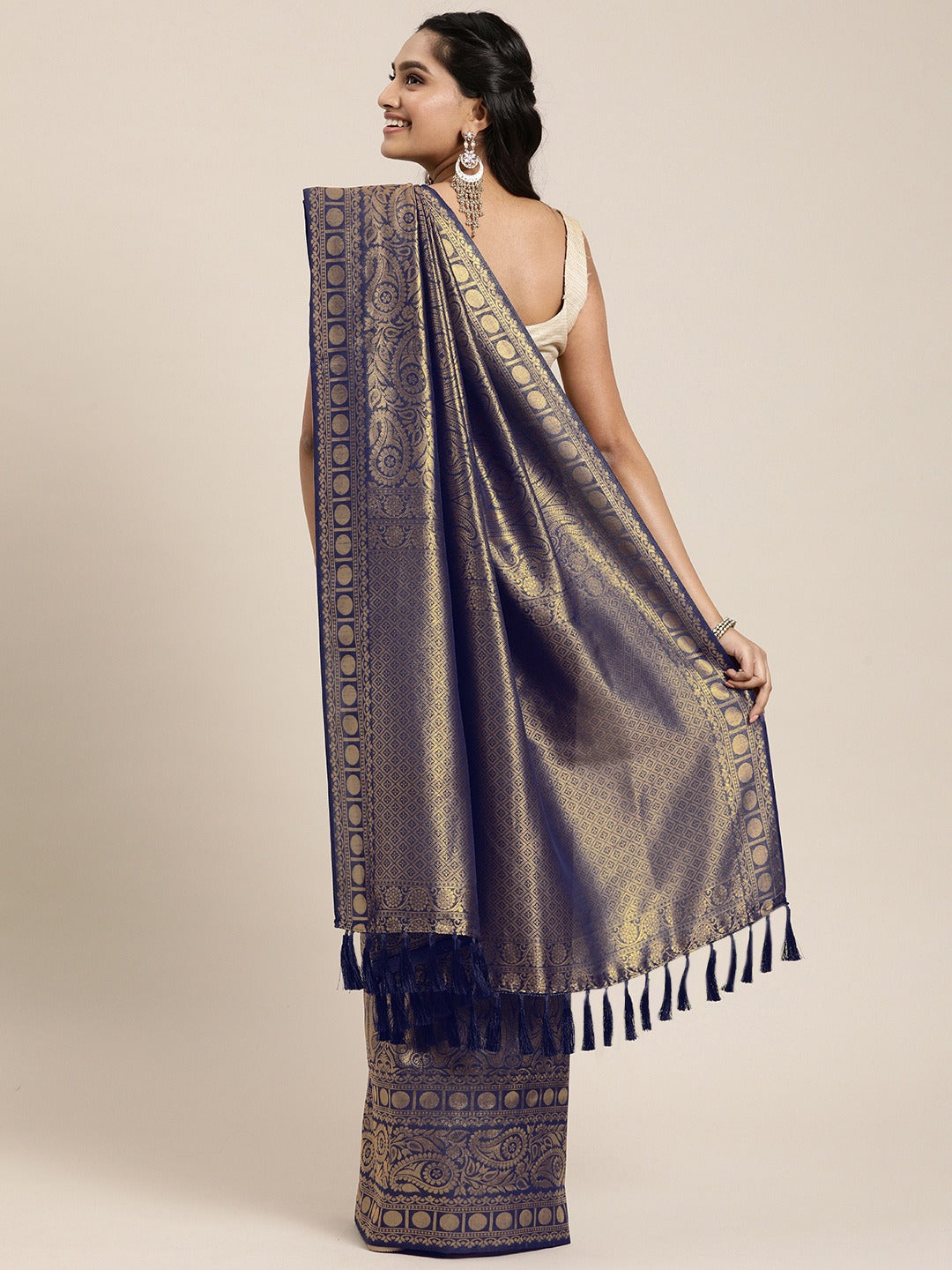  Exclusive Navy Colour Silk Blend Banarasi Saree