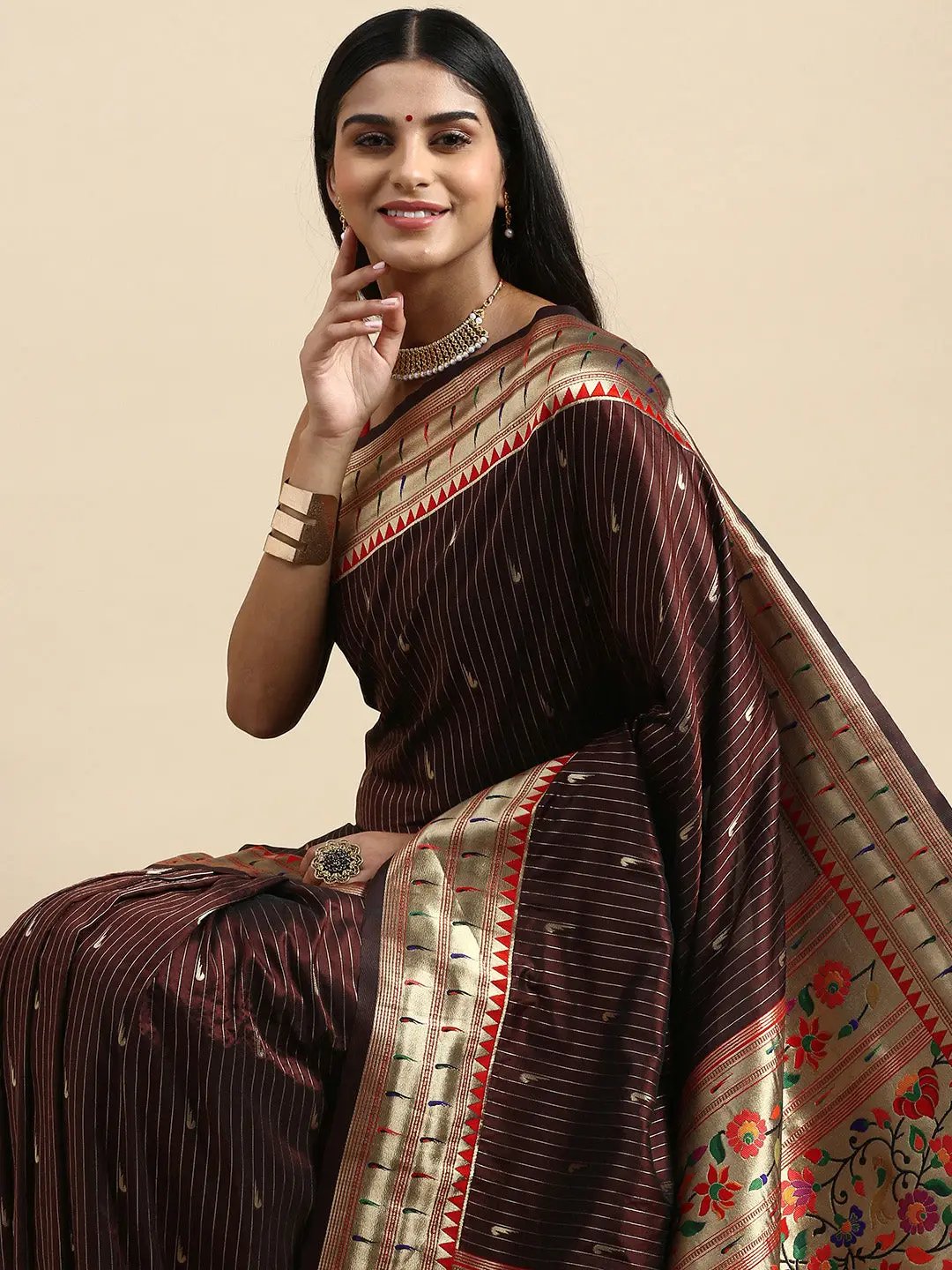  Yevla Paithani Minakari Silk Saree