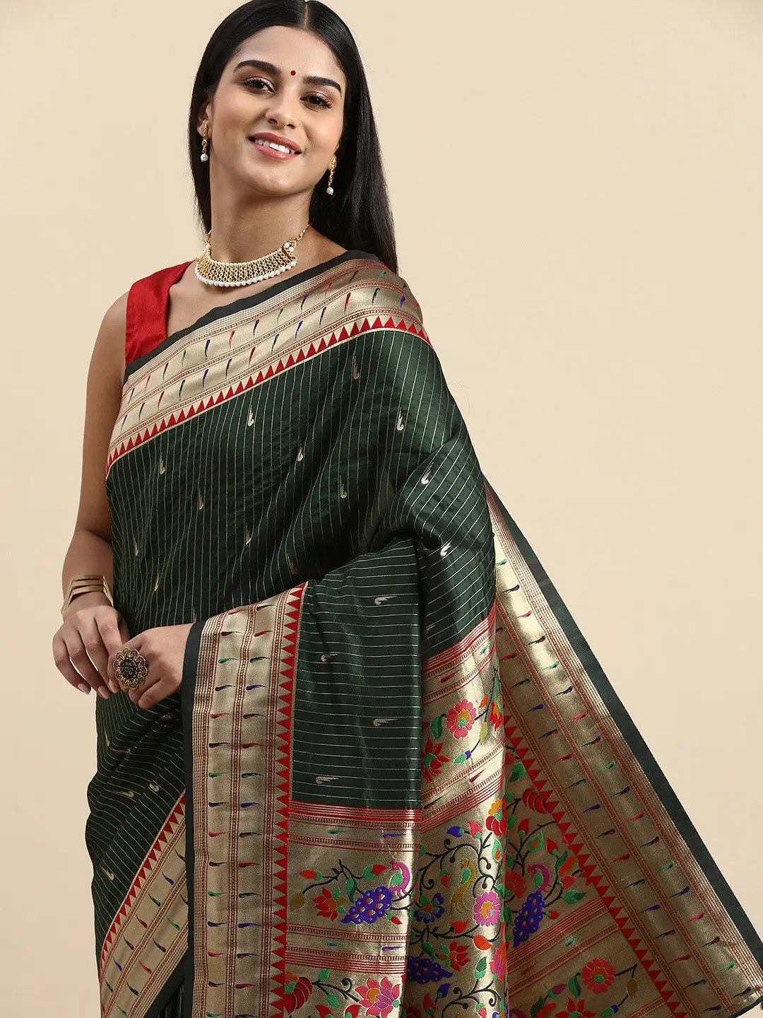 Yevla Paithani Minakari Silk Saree