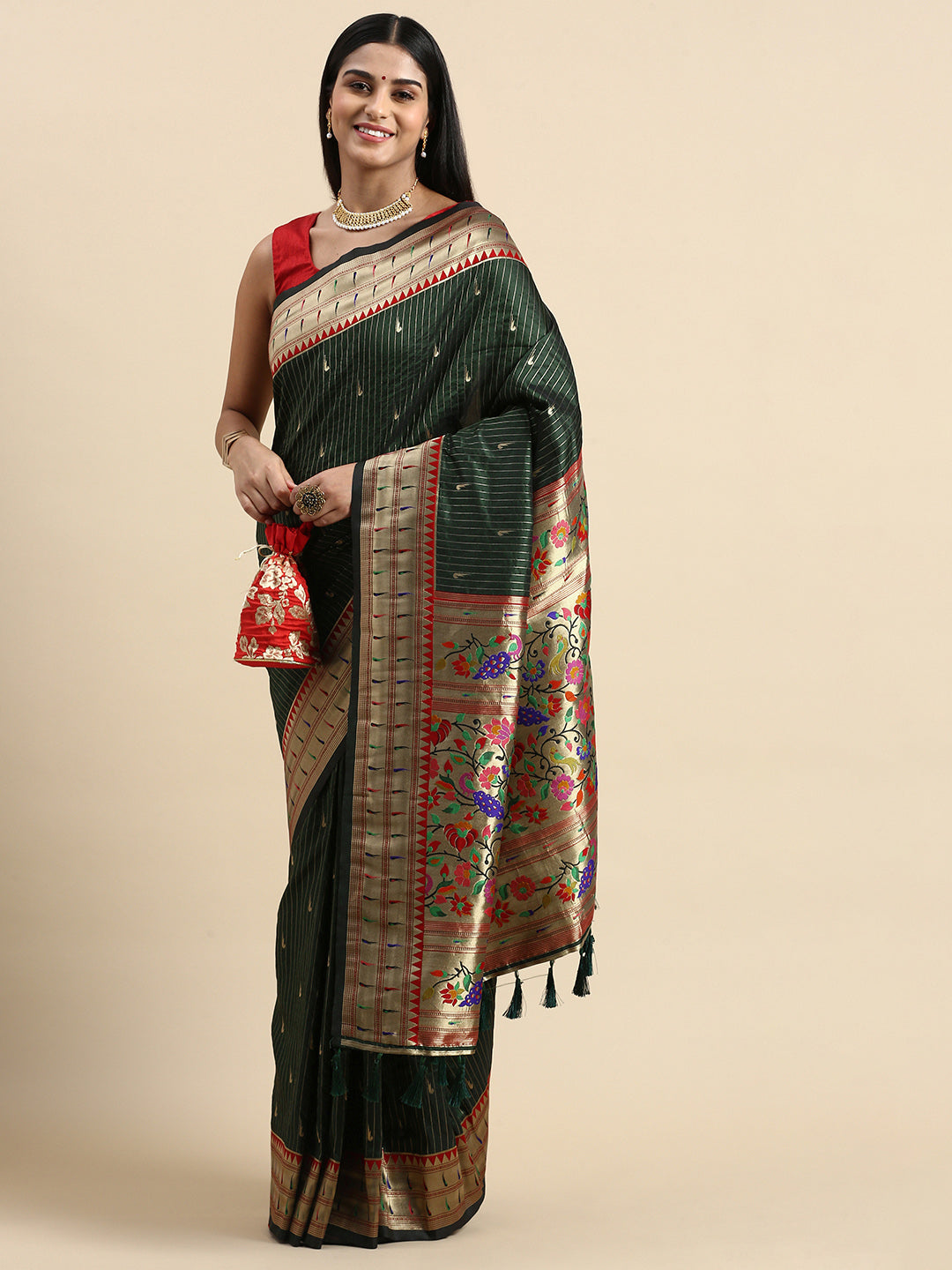 Yevla Paithani Minakari Silk Saree