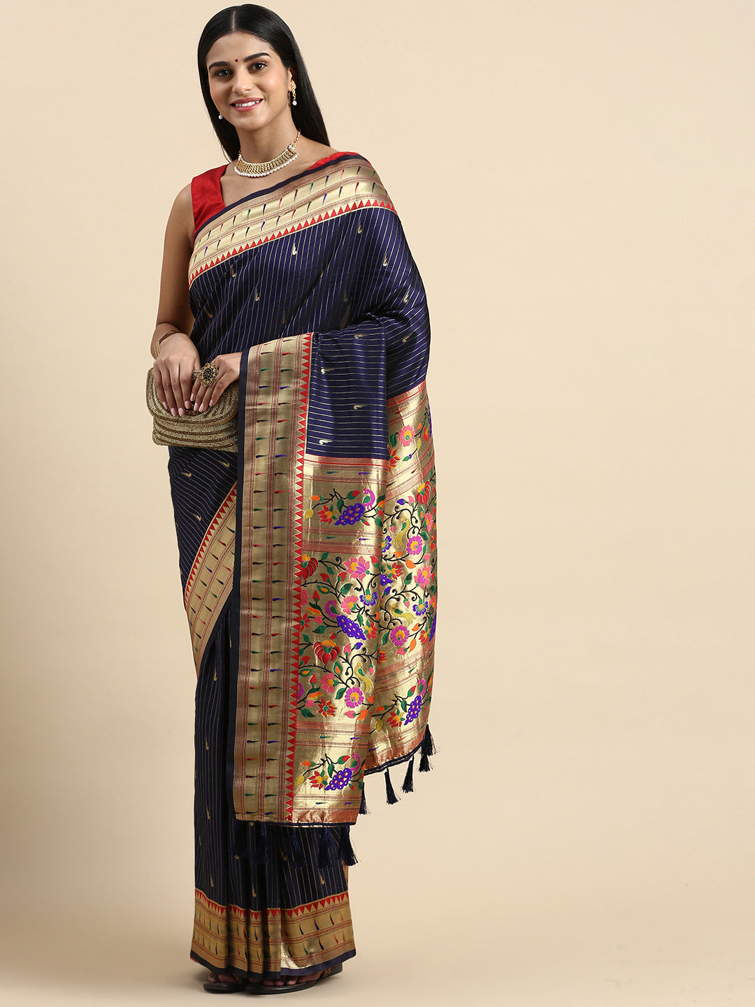 Yevla Paithani Minakari Silk Saree 