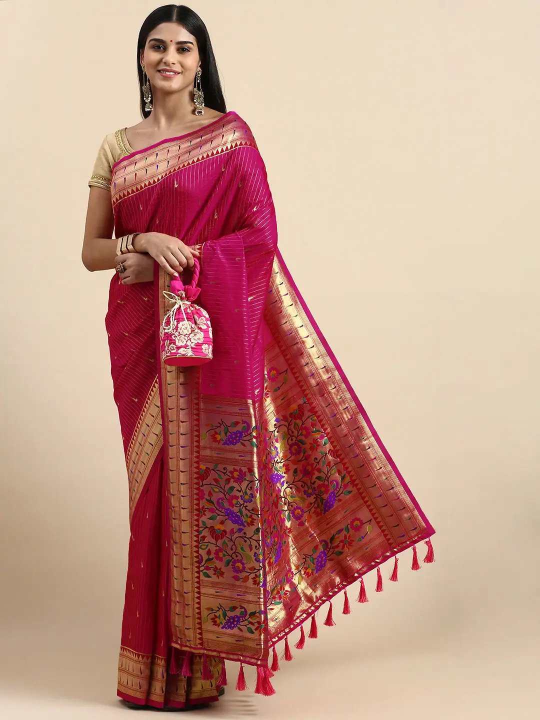  Yevla Paithani Minakari Silk Saree