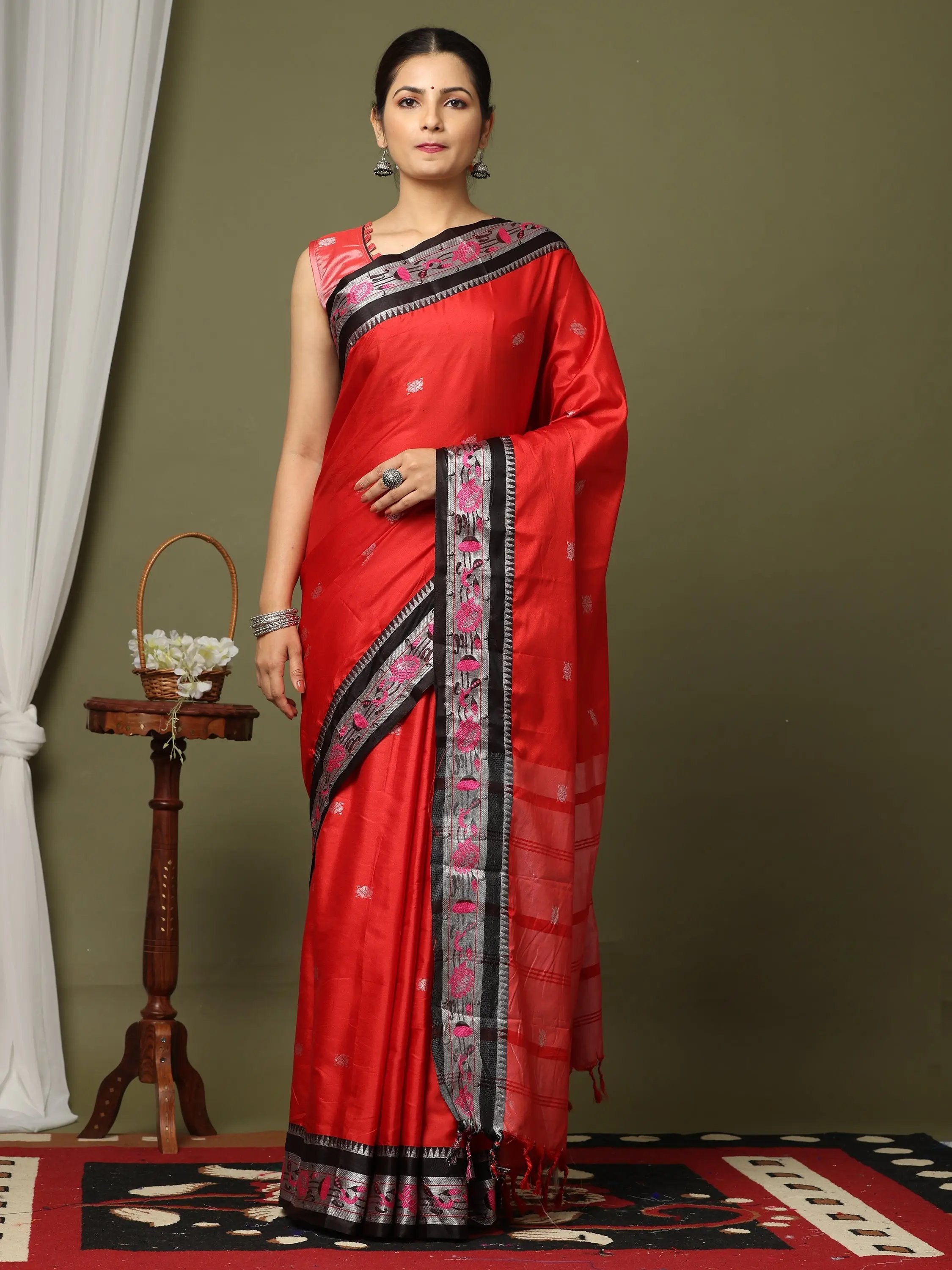 Yevla Paithani Minakari Silk Saree