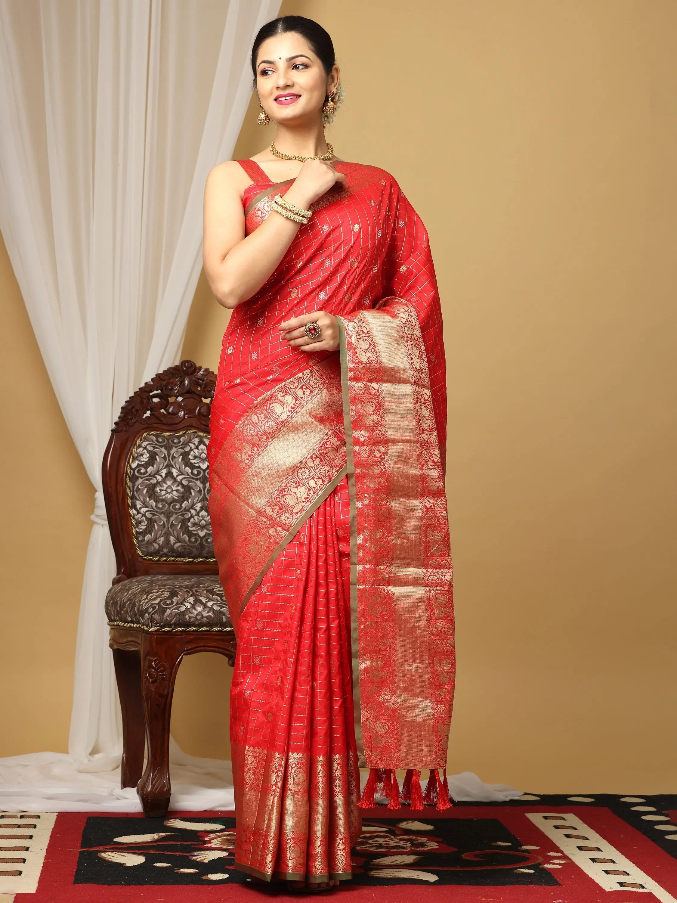  Soft Silk Woven Zari design Kanchi Banarasi Saree 