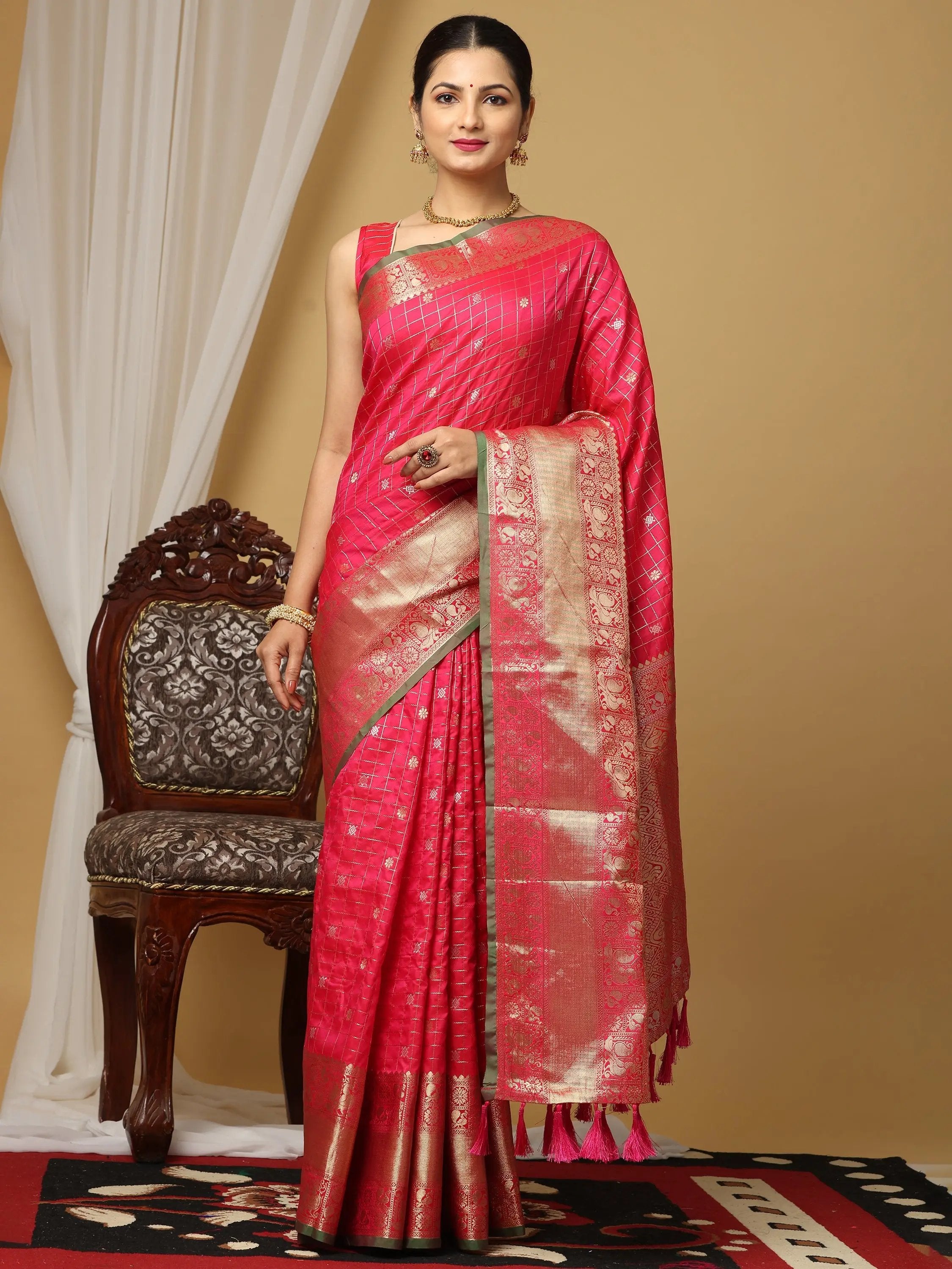  Soft Silk Woven Zari design Kanchi Banarasi Saree 