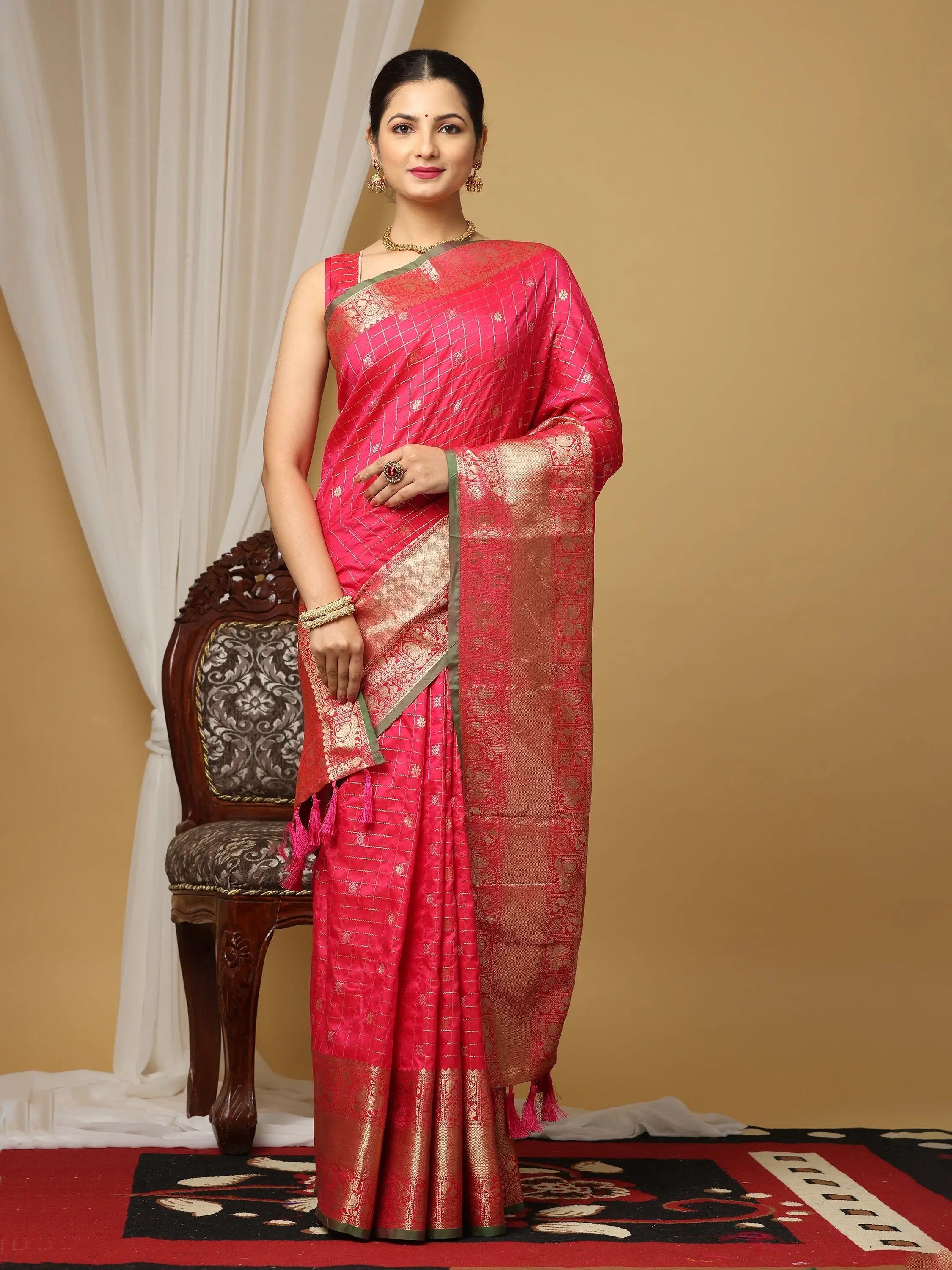  Soft Silk Woven Zari design Kanchi Banarasi Saree 