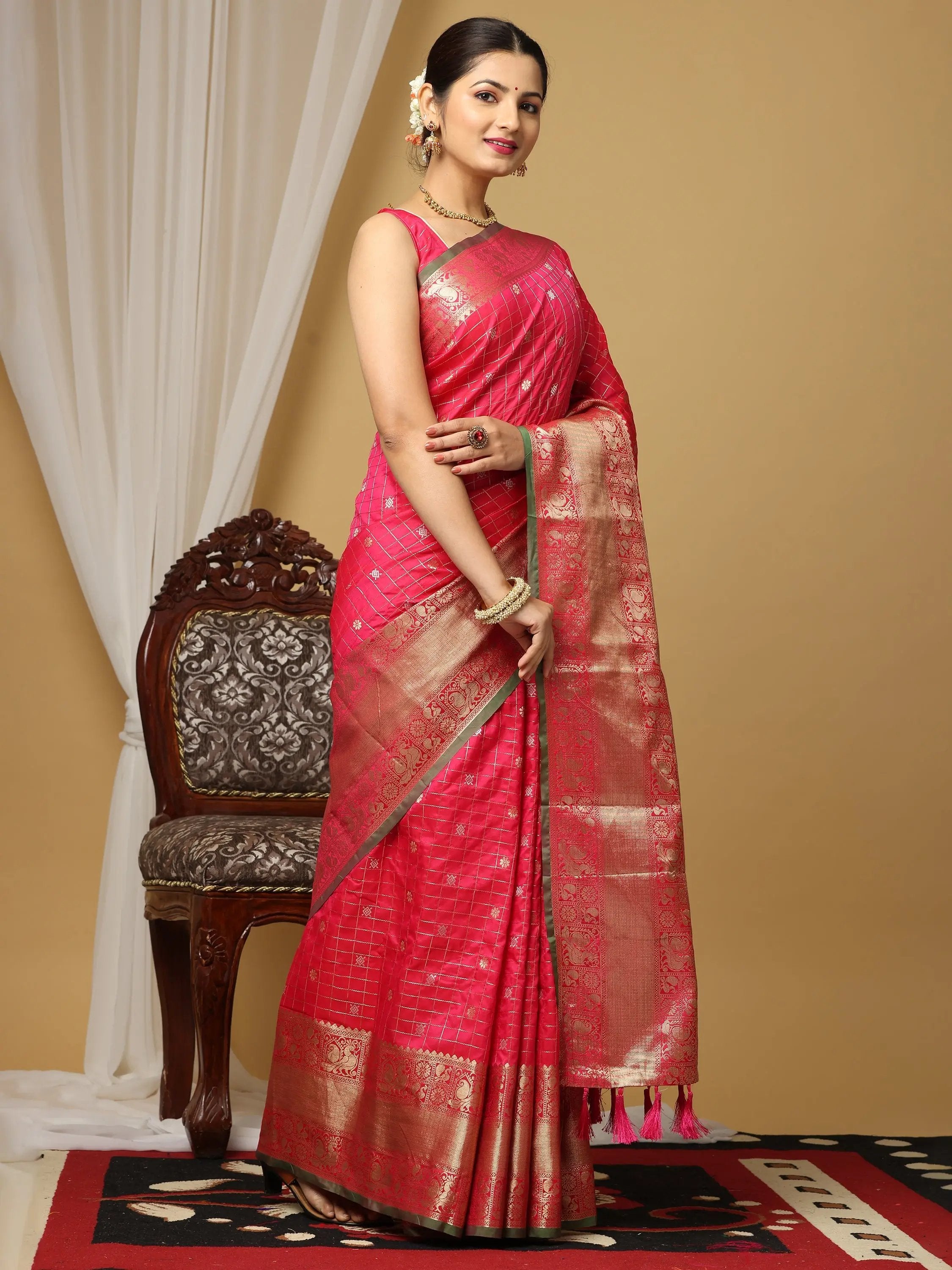  Soft Silk Woven Zari design Kanchi Banarasi Saree 