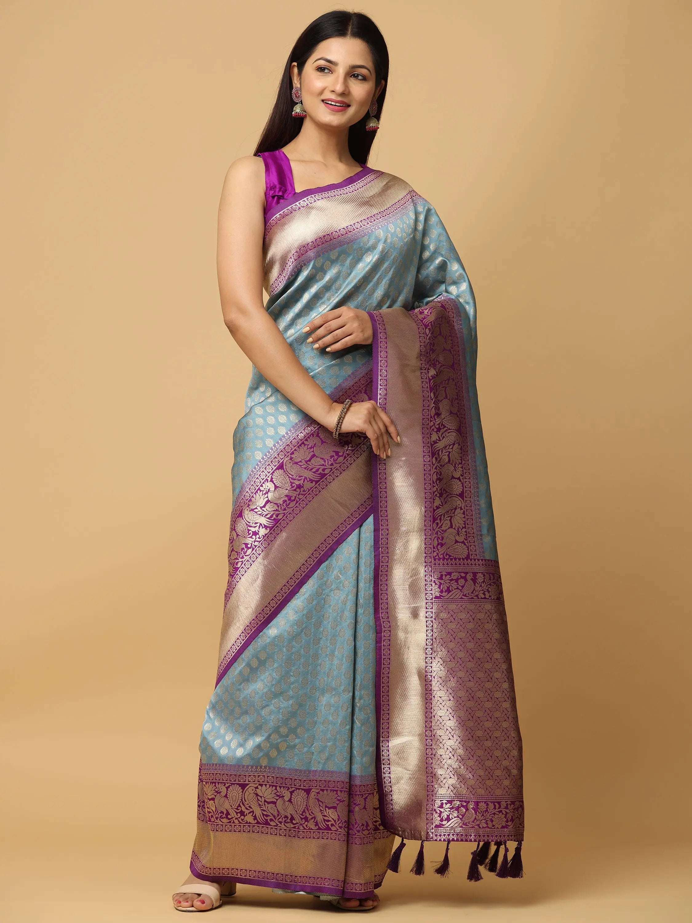 Banarasi Soft Silk Saree With Pattu Zari border 