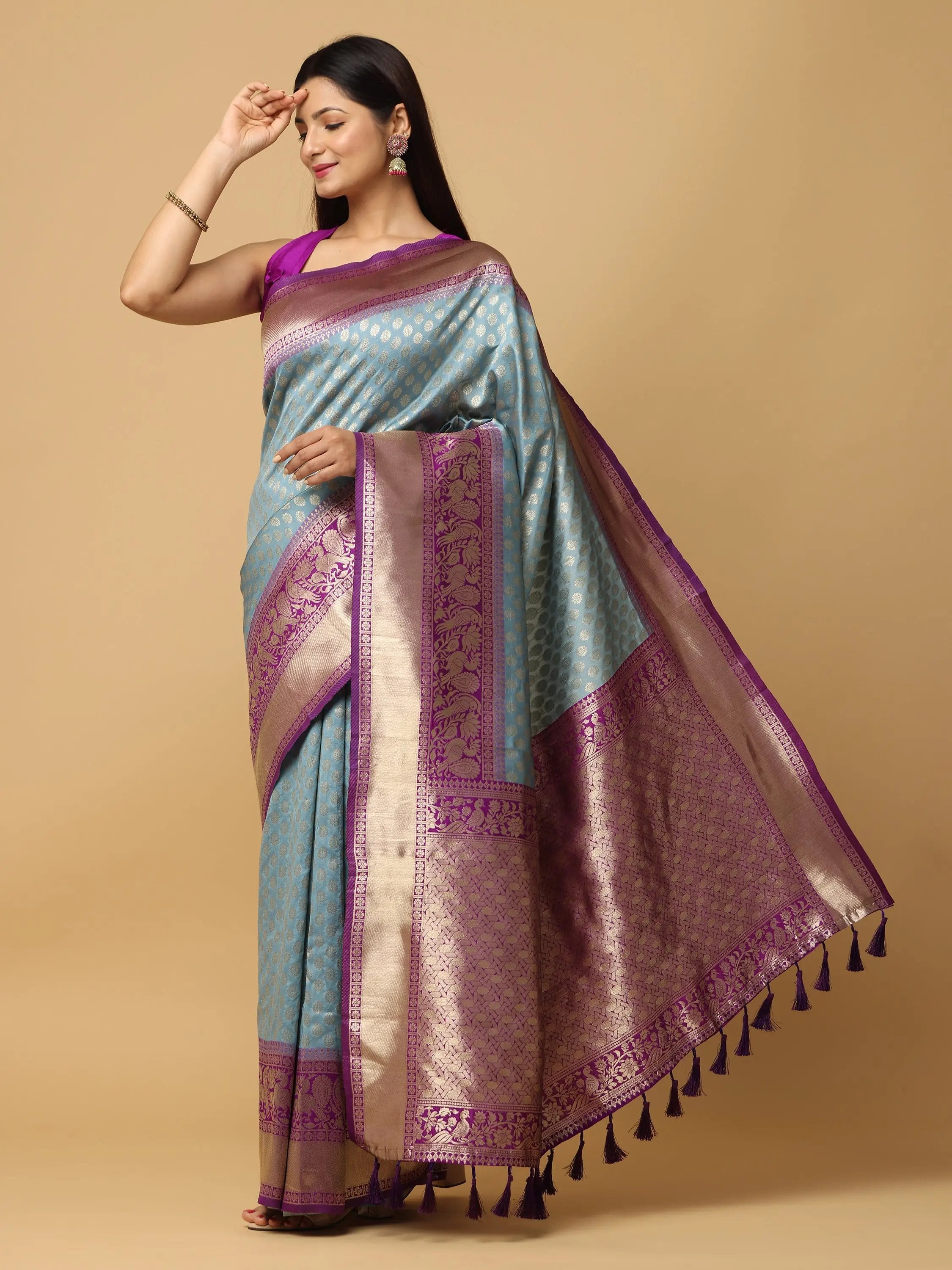 Banarasi Soft Silk Saree With Pattu Zari border 